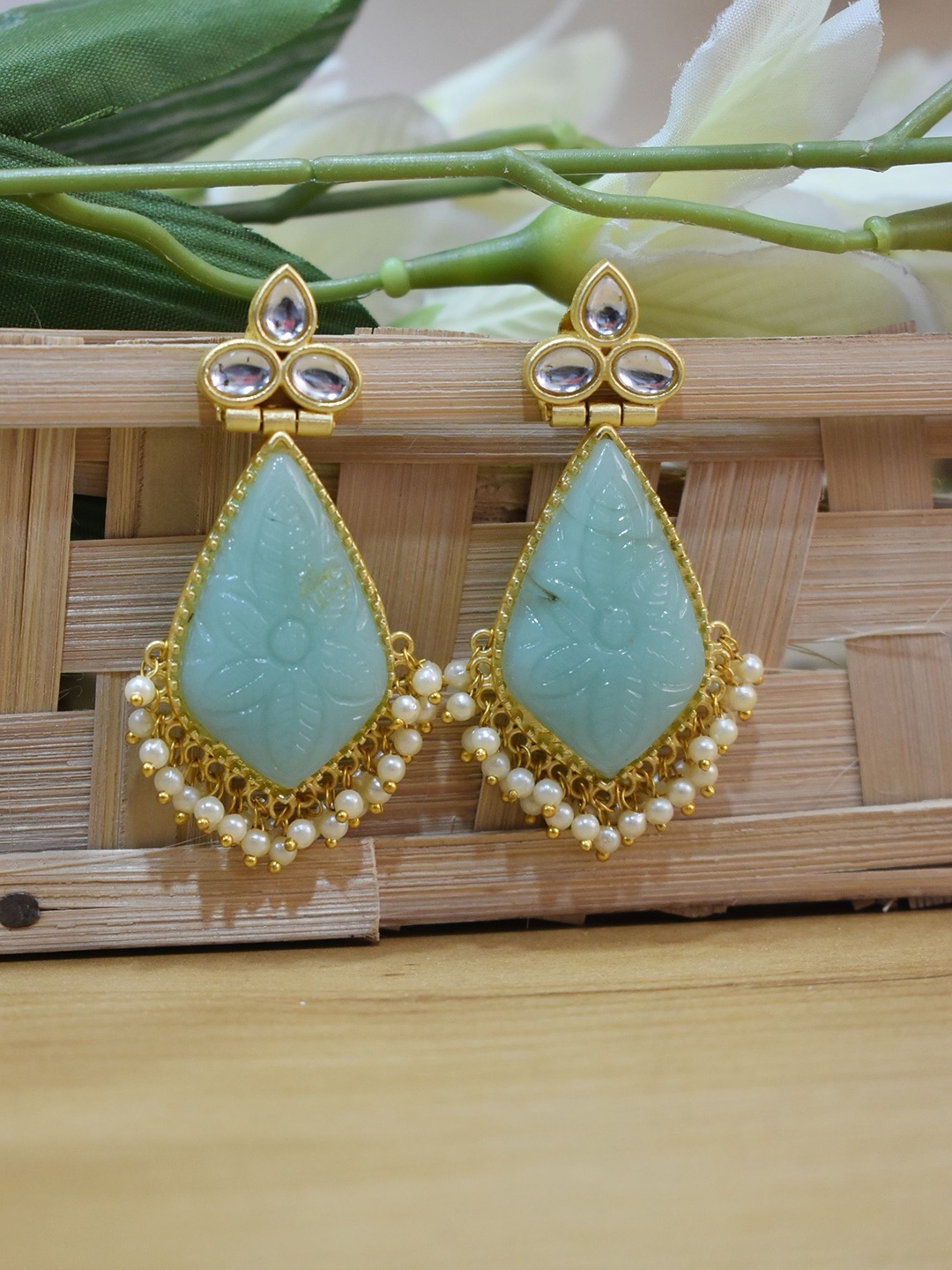 

TISHUL JEWELS Contemporary Drop Earrings, Turquoise blue