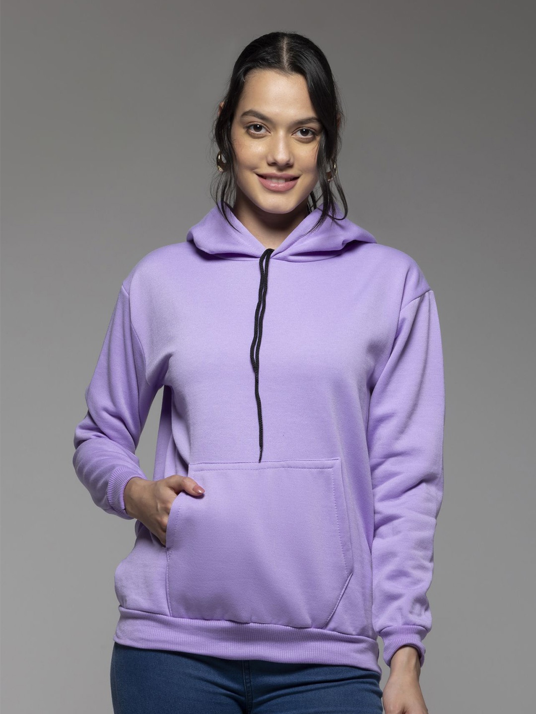 

OCTICS Women Solid Hooded Sweatshirt, Purple