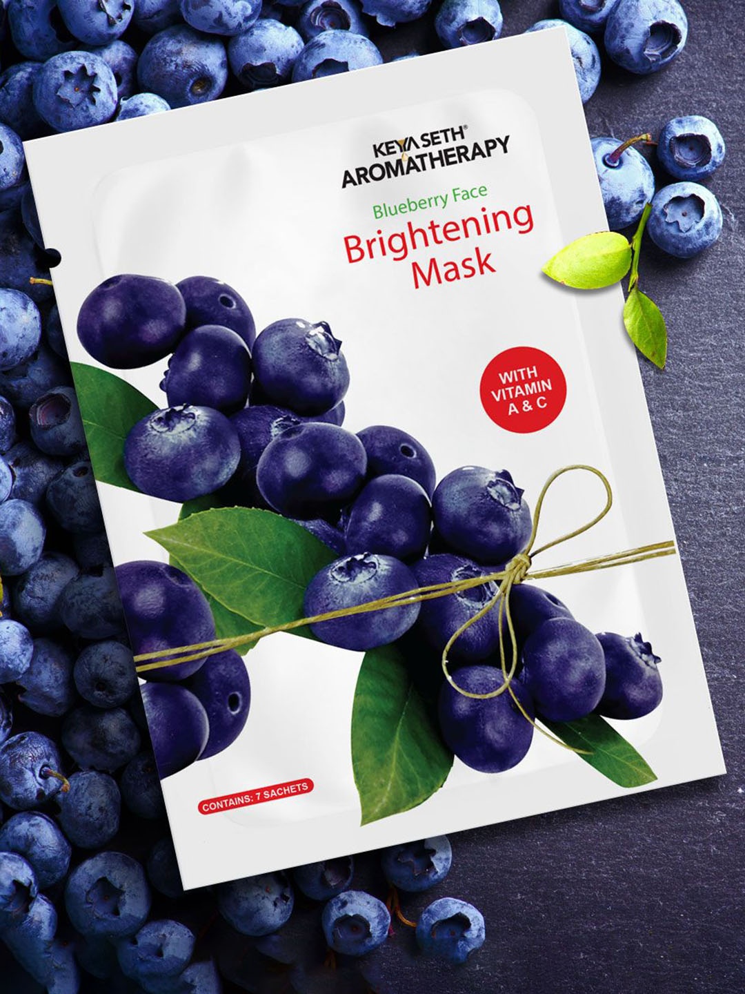 

KEYA SETH Set Of 3 Blueberry Face Brightening Face Sheet Mask - 7 Sachets Each, Blue