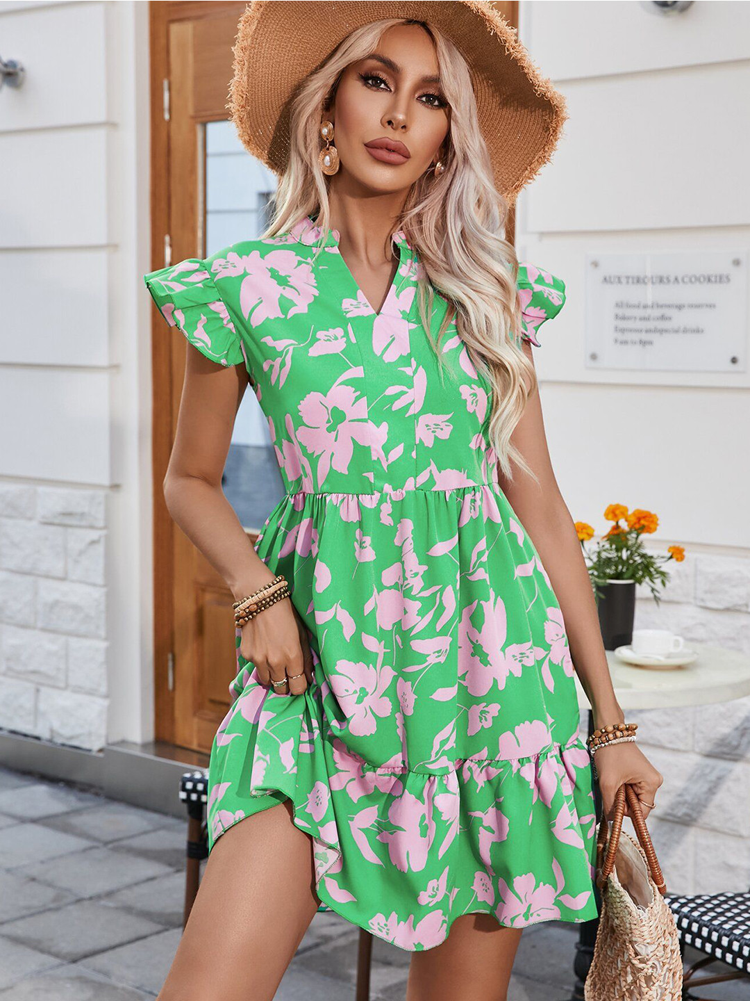 

StyleCast Floral Layered A-Line Dress, Green
