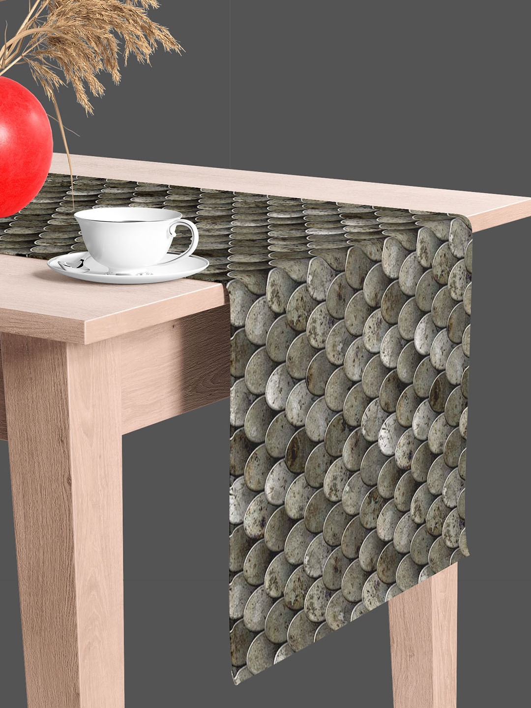 

ArtzFolio Grey & Black Printed Velvet Rectangle Table Runner