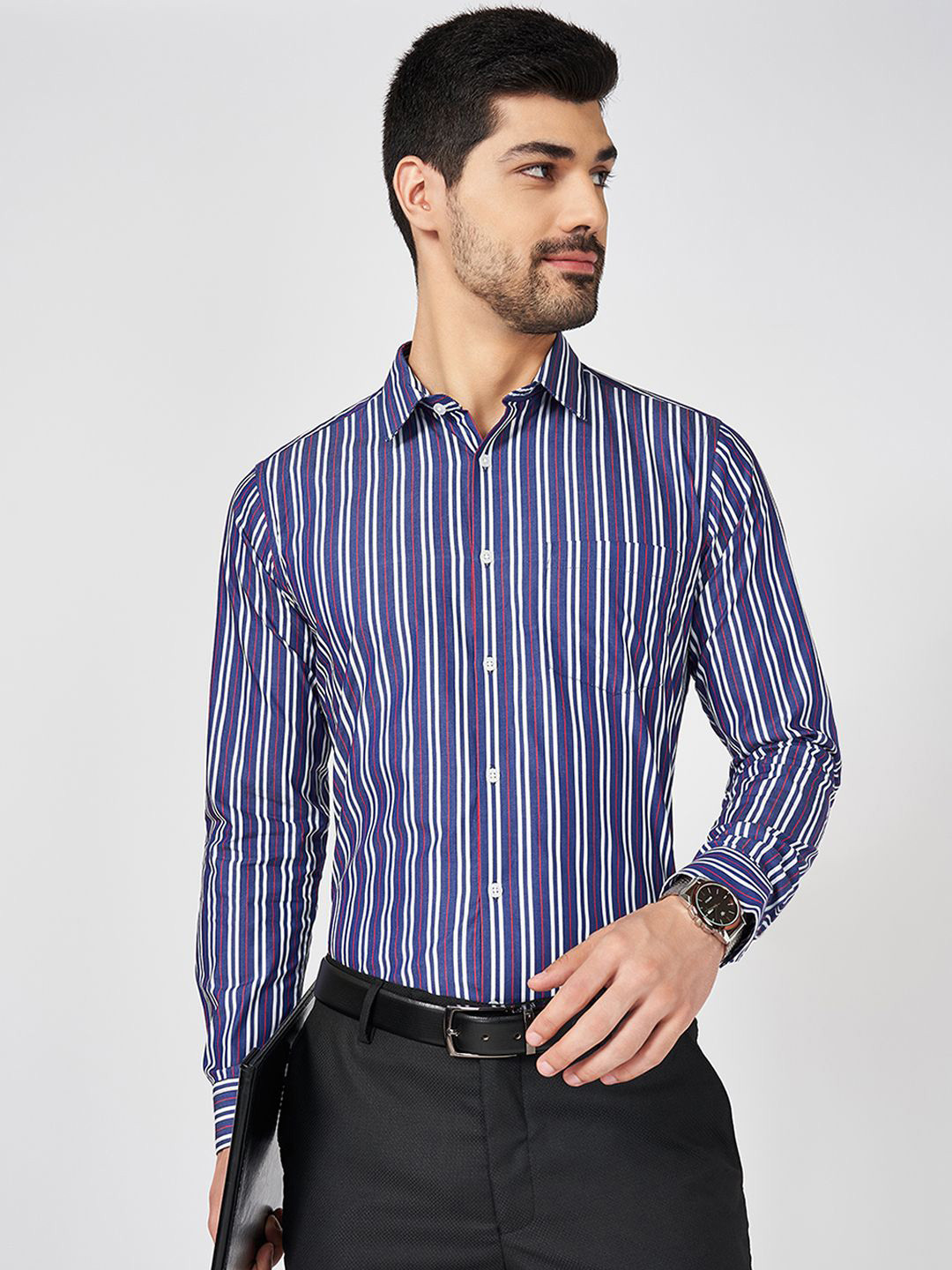 

BYFORD by Pantaloons Men Slim Fit Opaque Formal Shirt, Blue