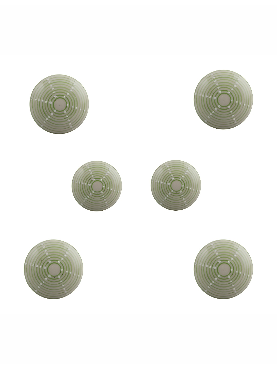 

Indianshelf 6Pcs Green & White Textured Ceramic Knobs
