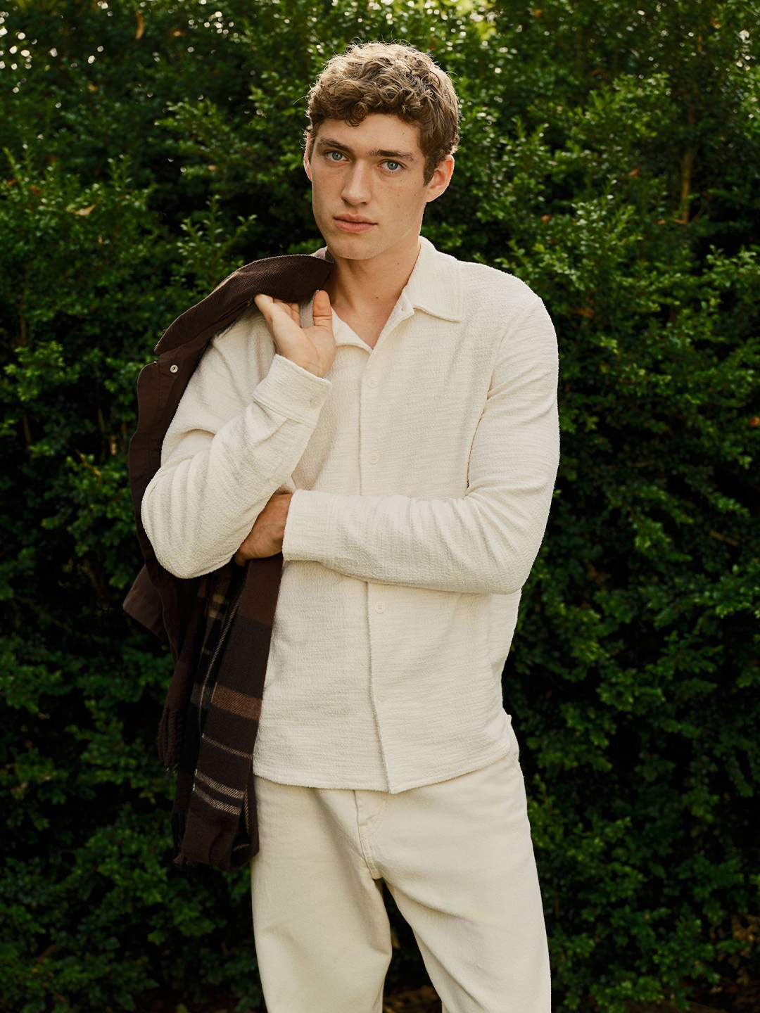 

H&M Men Textured Shirt, White