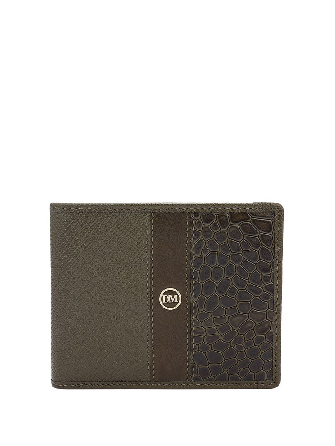 

Da Milano Men Textured Leather Two Fold Wallet, Green