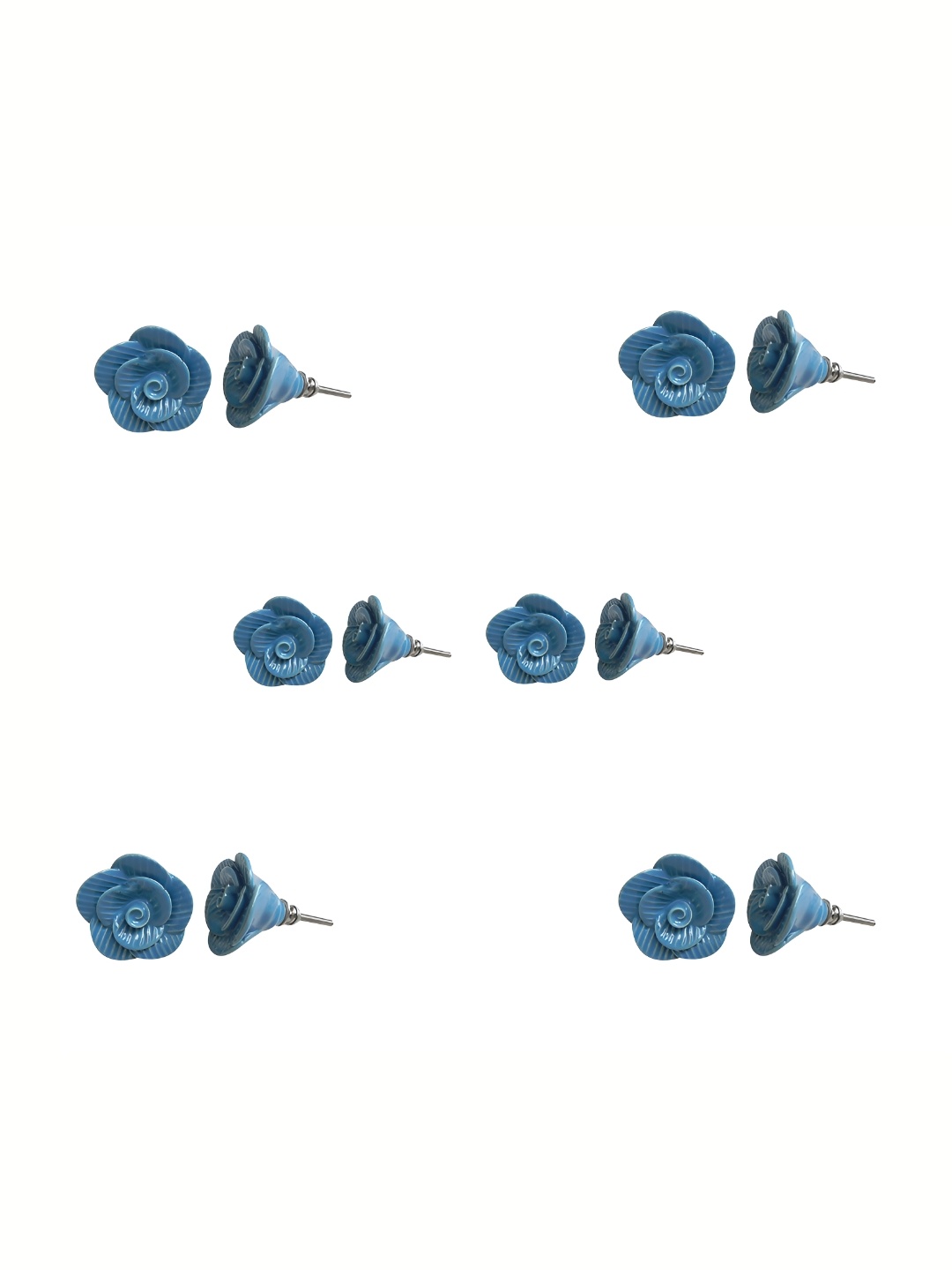 

Indianshelf 6-Pcs Blue Rose Ceramic Knobs