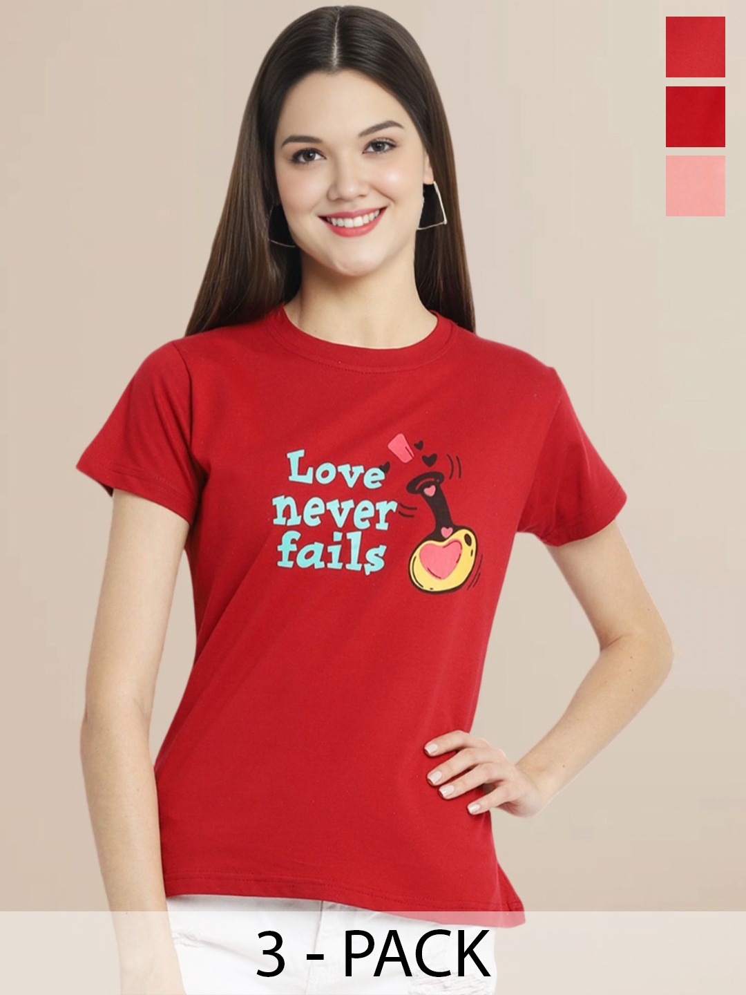 

Metronaut Women Set of 3 Printed T-shirts, Multi