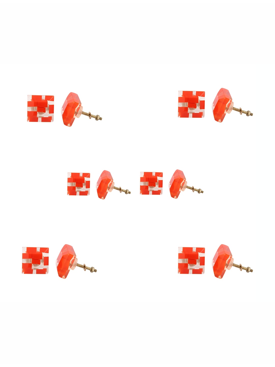 

Indianshelf 6-Pcs Red & Transparent Glossy Resin Knobs