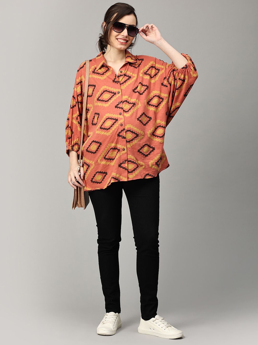 

The Mom Store Geometric Print Cotton Top, Multi