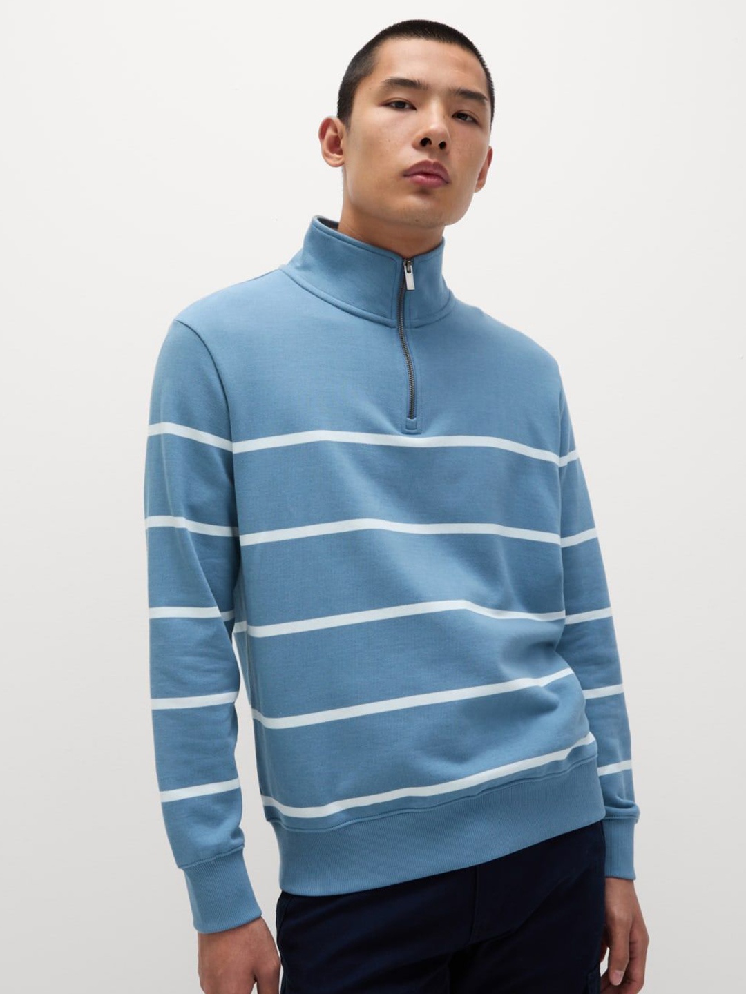 

Marks & Spencer Men Cotton Geometric Checked Sweatshirt, Blue