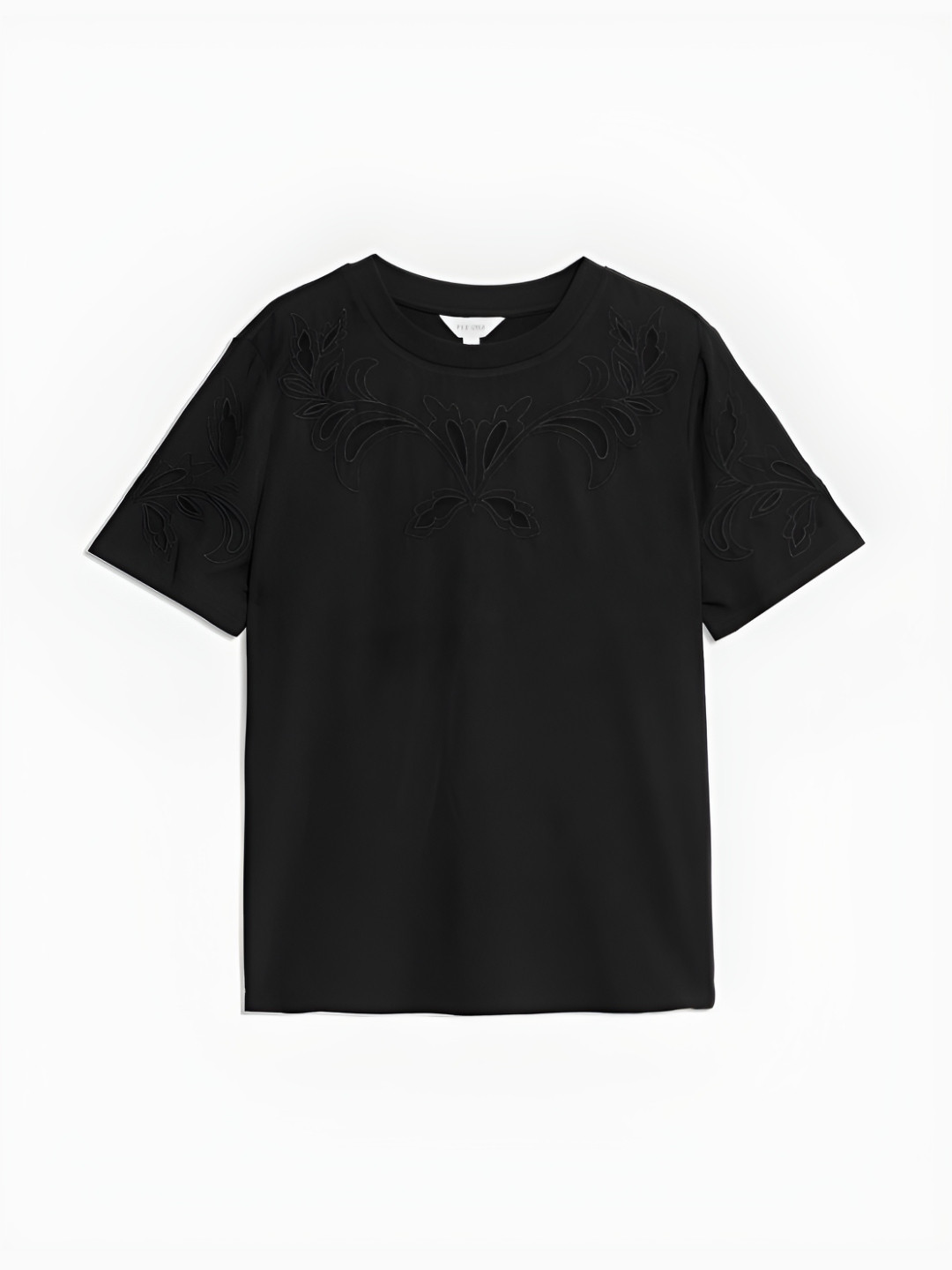

Marks & Spencer Women Printed V-Neck Applique T-shirt, Black