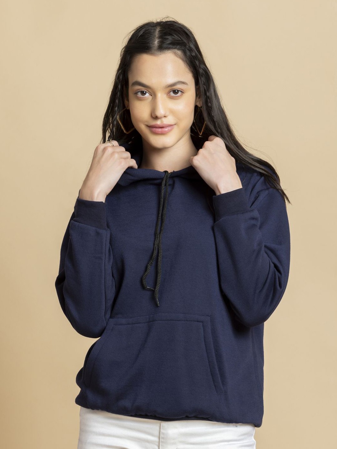 

OCTICS Women Solid Hooded Plus Size Sweatshirt, Blue