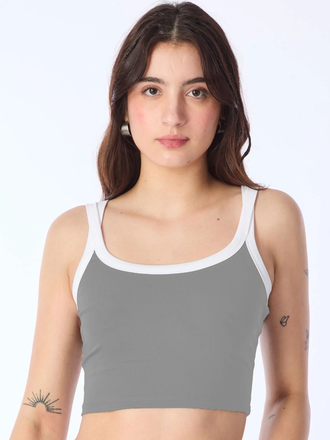

Genzy Cotton Crepe Crop Top, Grey