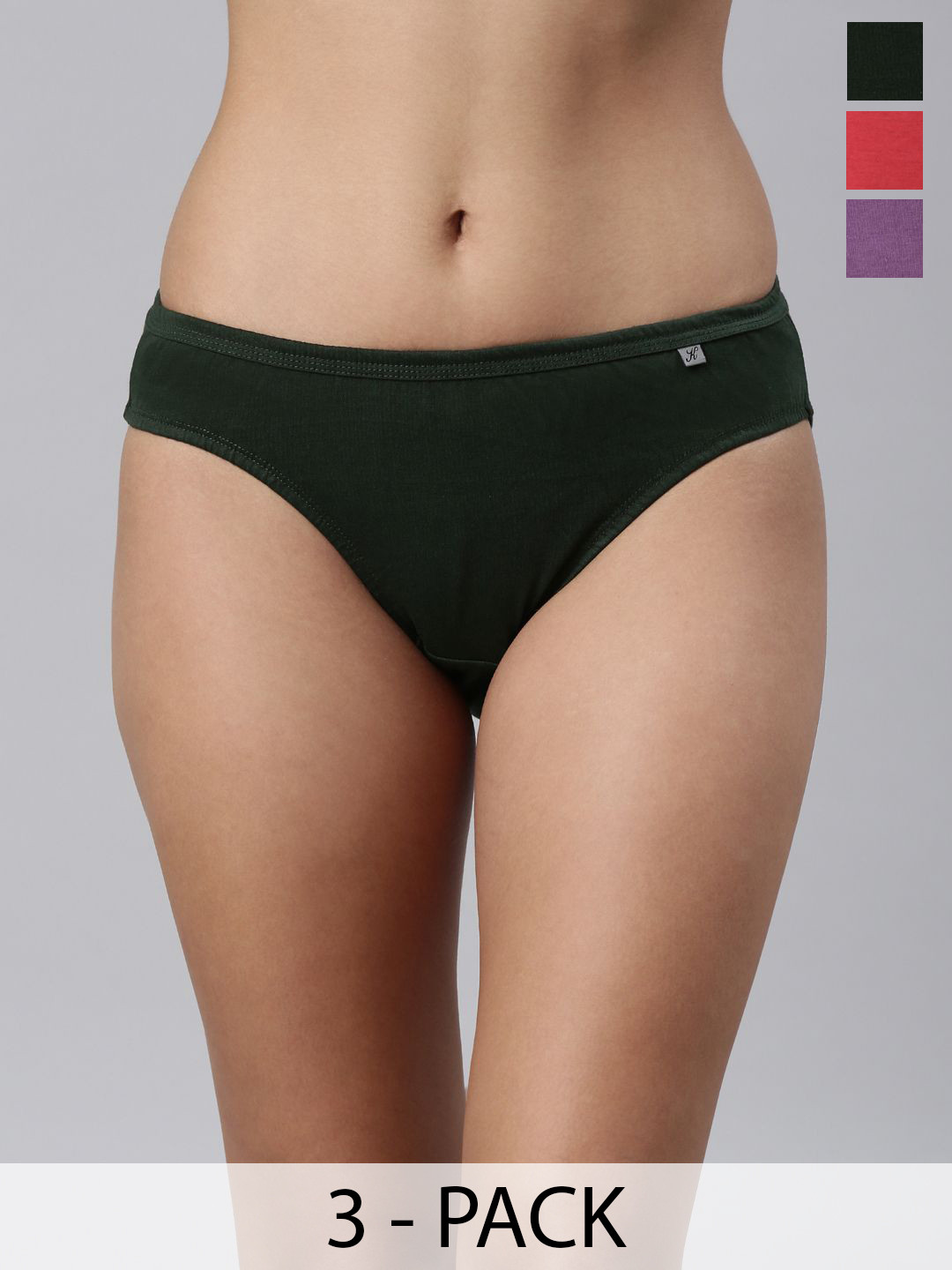

Kryptic Pack Of 3 Pure Cotton Bikini Briefs KRWBR609_608_602_R4, Purple
