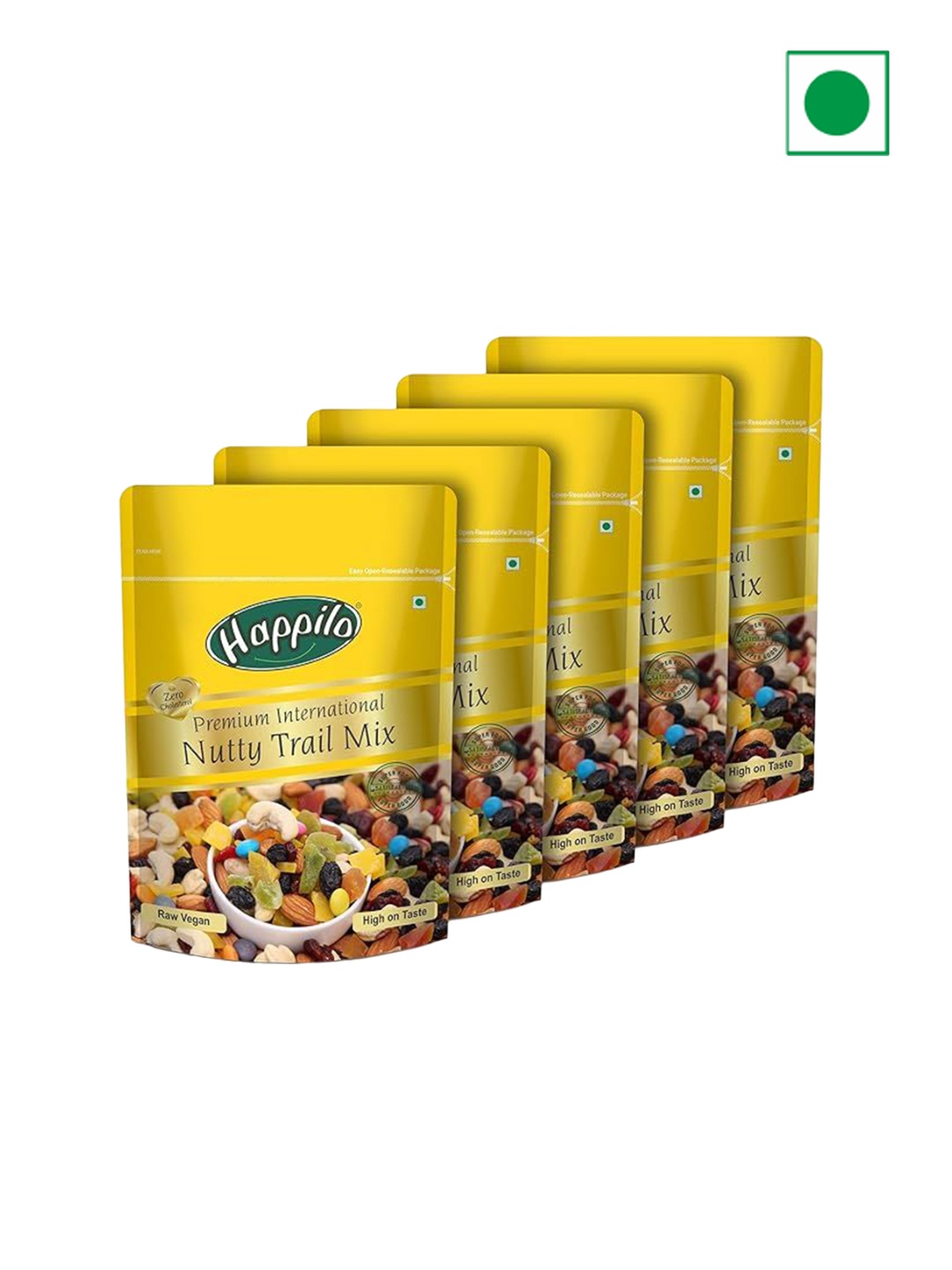 

Happilo 5 Pcs Premium Nutritious Nutty Trail Mix 200 g, Green