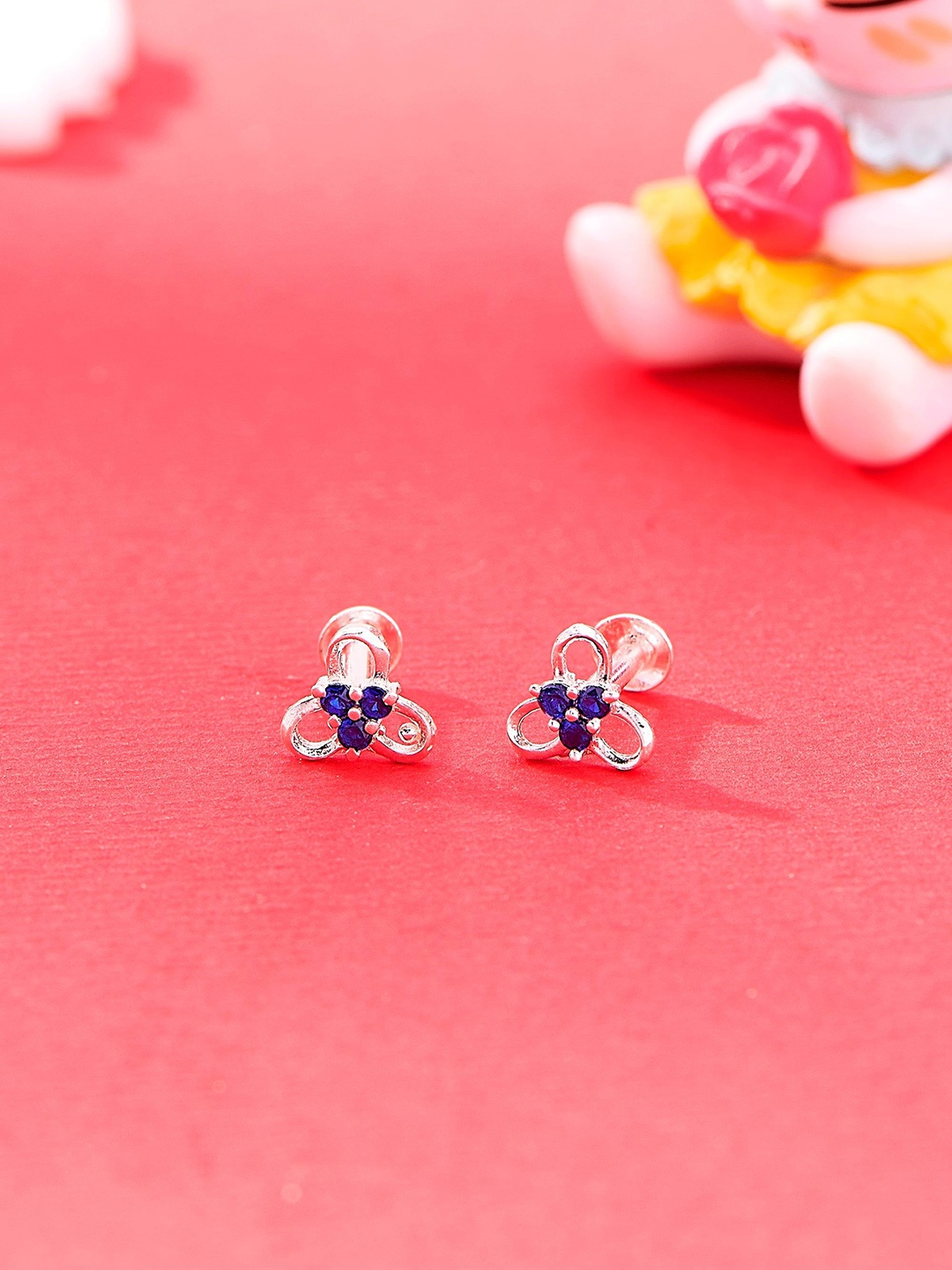 

Nipura 925 Sterling Silver-Plated Cubic Zirconia Studded Trinity Blossom Studs