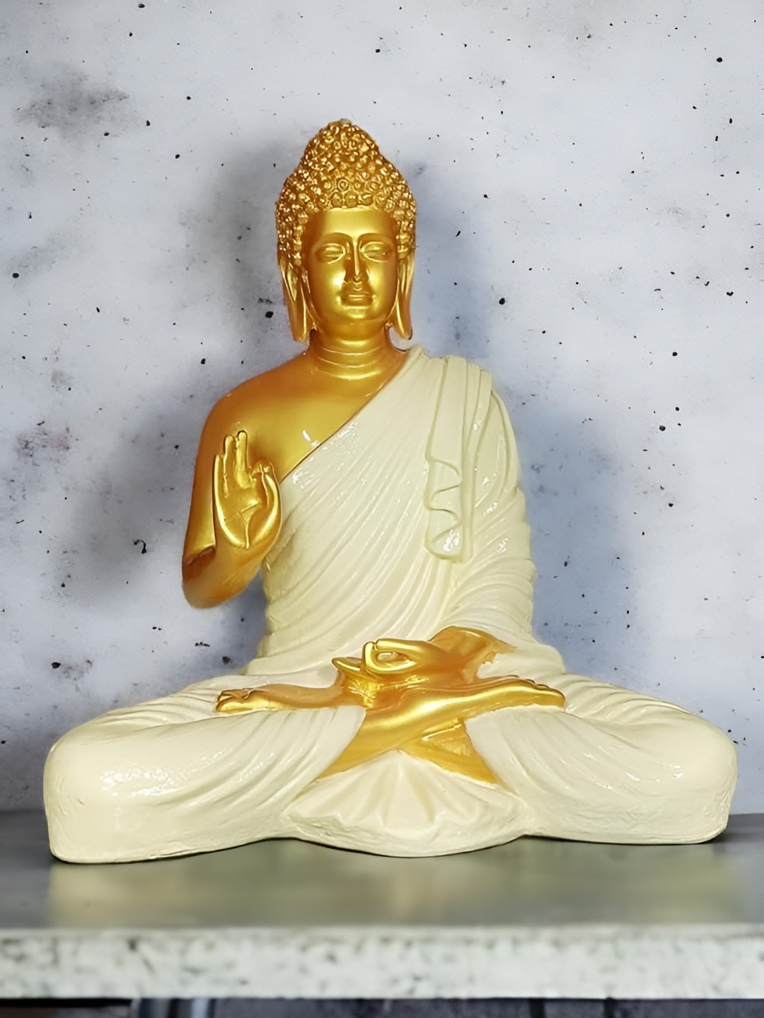 

NAYRA HANDICRAFTS Gold-Toned & White Buddha Idol Showpiece