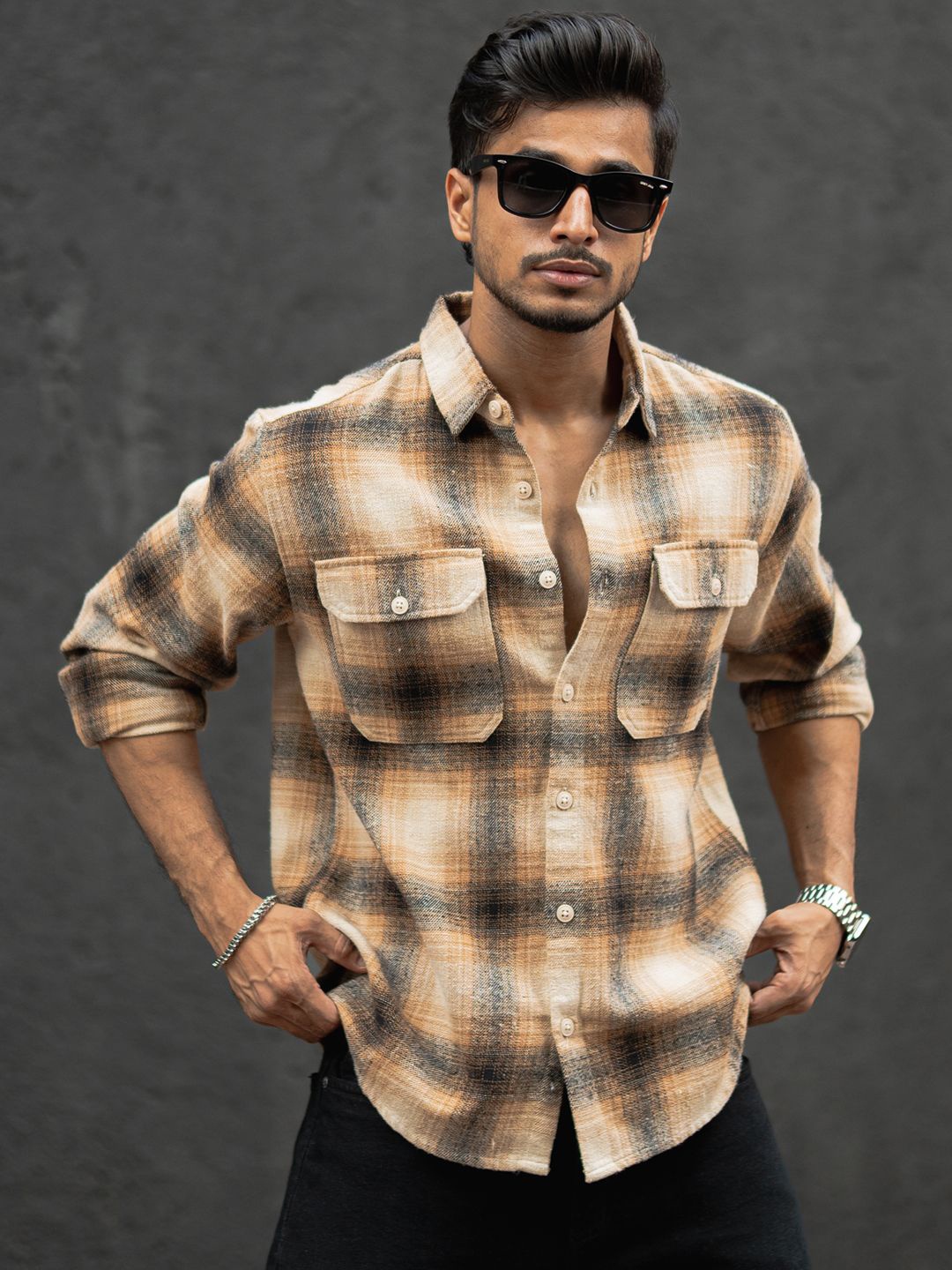 

Powerlook Men Opaque Checked Casual Shirt, Multi
