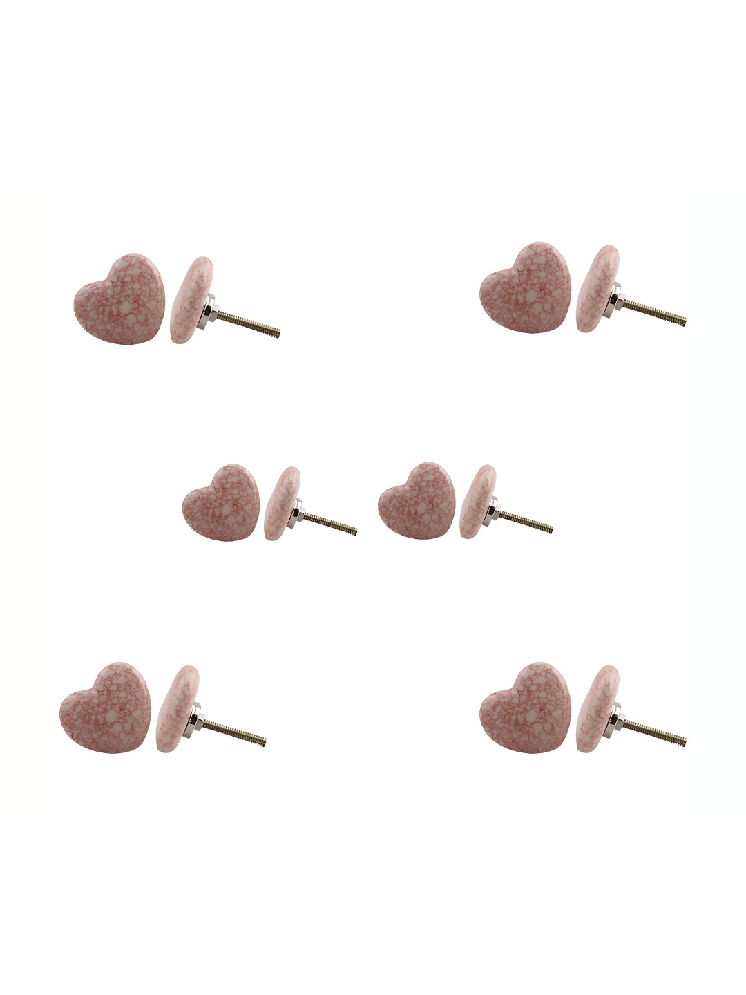 

Indianshelf 6Pcs Pink & White Textured Ceramic Knobs