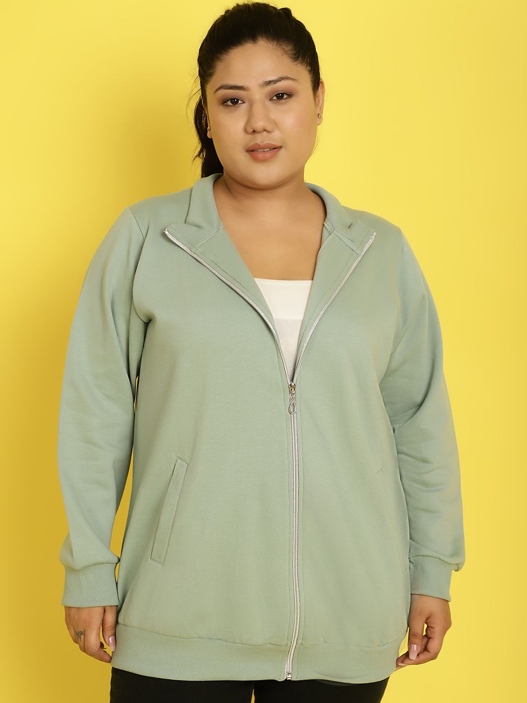

theRebelinme Women Open Front Jacket, Green