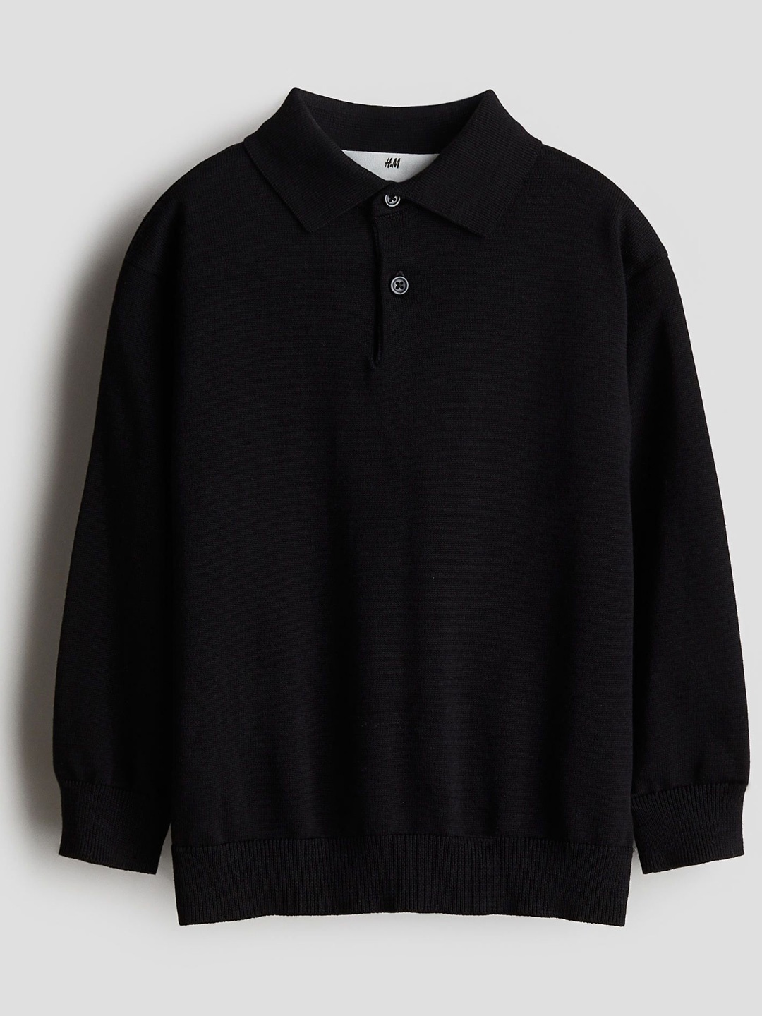 

H&M Fine-Knit Polo Shirt, Black