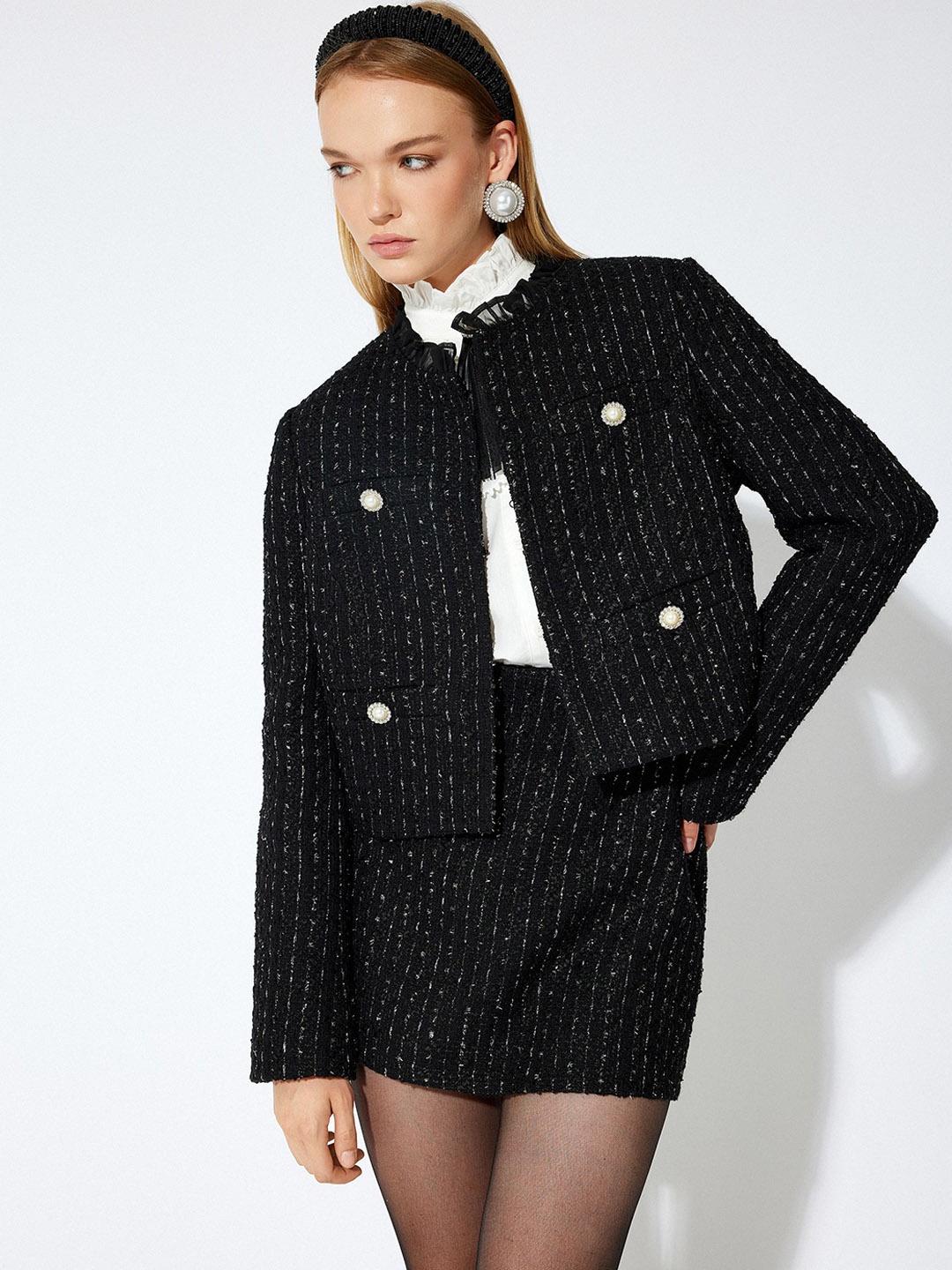 

Koton Women Acrylic Tailored Jacket, Black