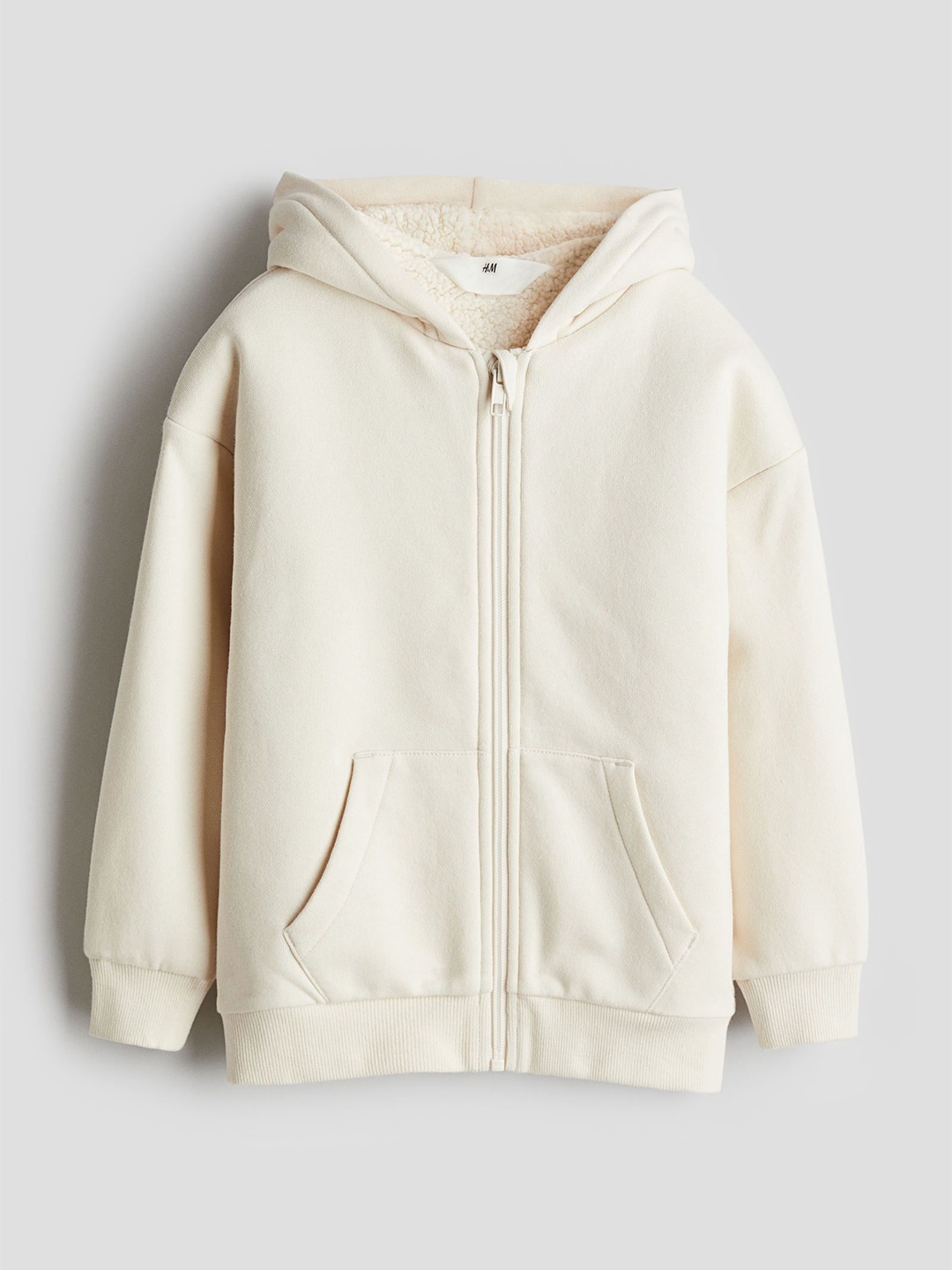 

H&M Infant Boys Teddy-Lined Zip-Through Hoodie, Beige