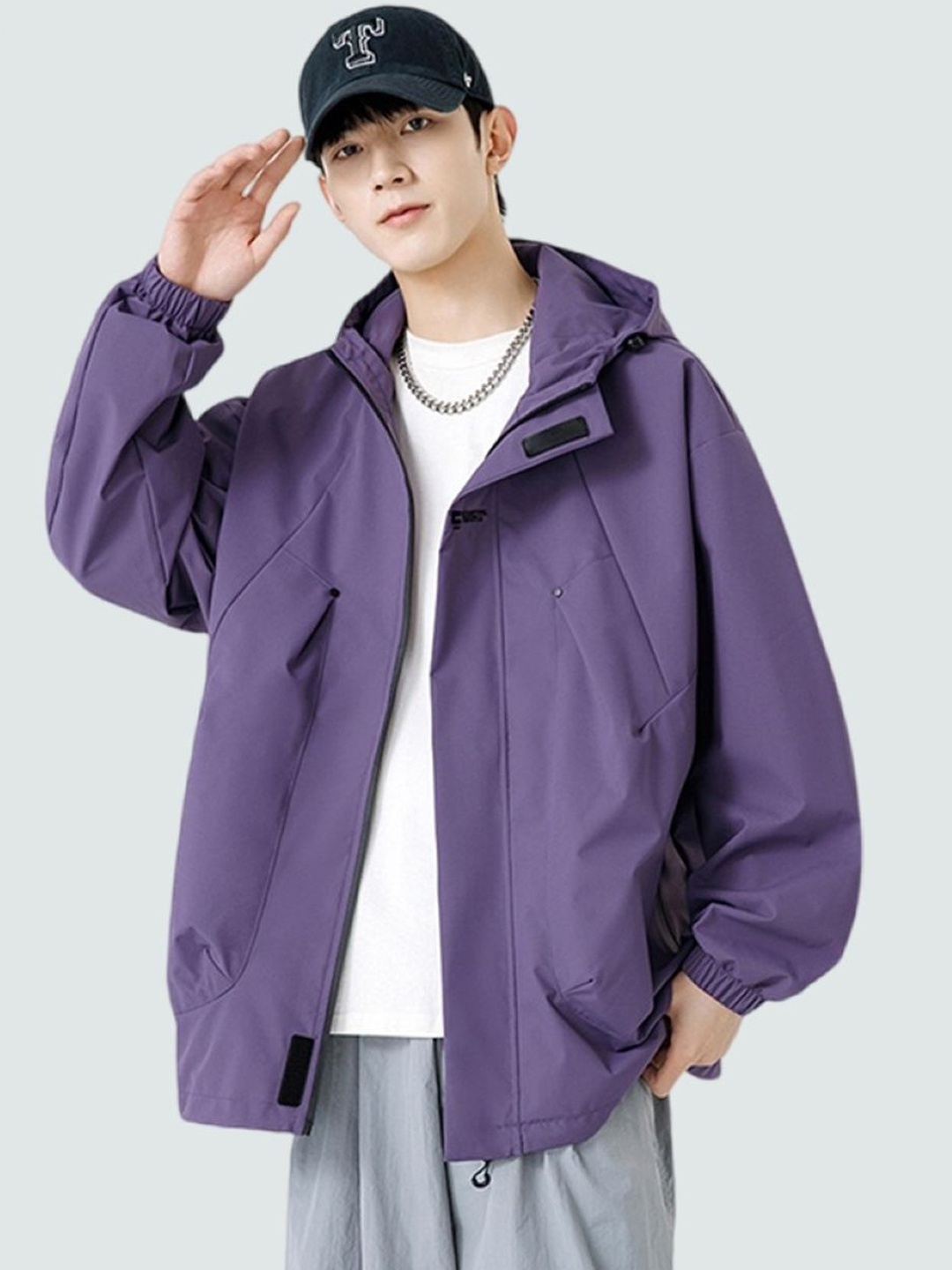 

KPOP Men Open Front Jacket, Purple