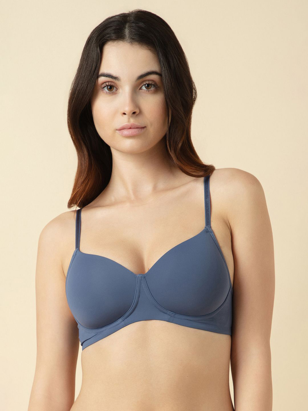 

Van Heusen Women Solid Wireless Anti Spillage Padded T-Shirt Bra, Blue