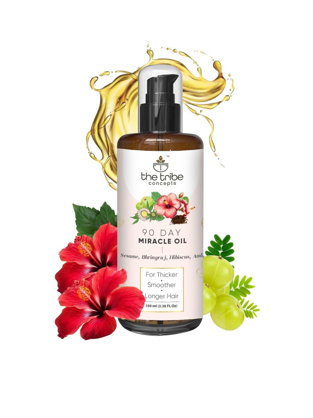 

The Tribe Concepts 90 Day Miracle Hair Oil With Bhringraj For Longer Hair - 100 ml, Peach