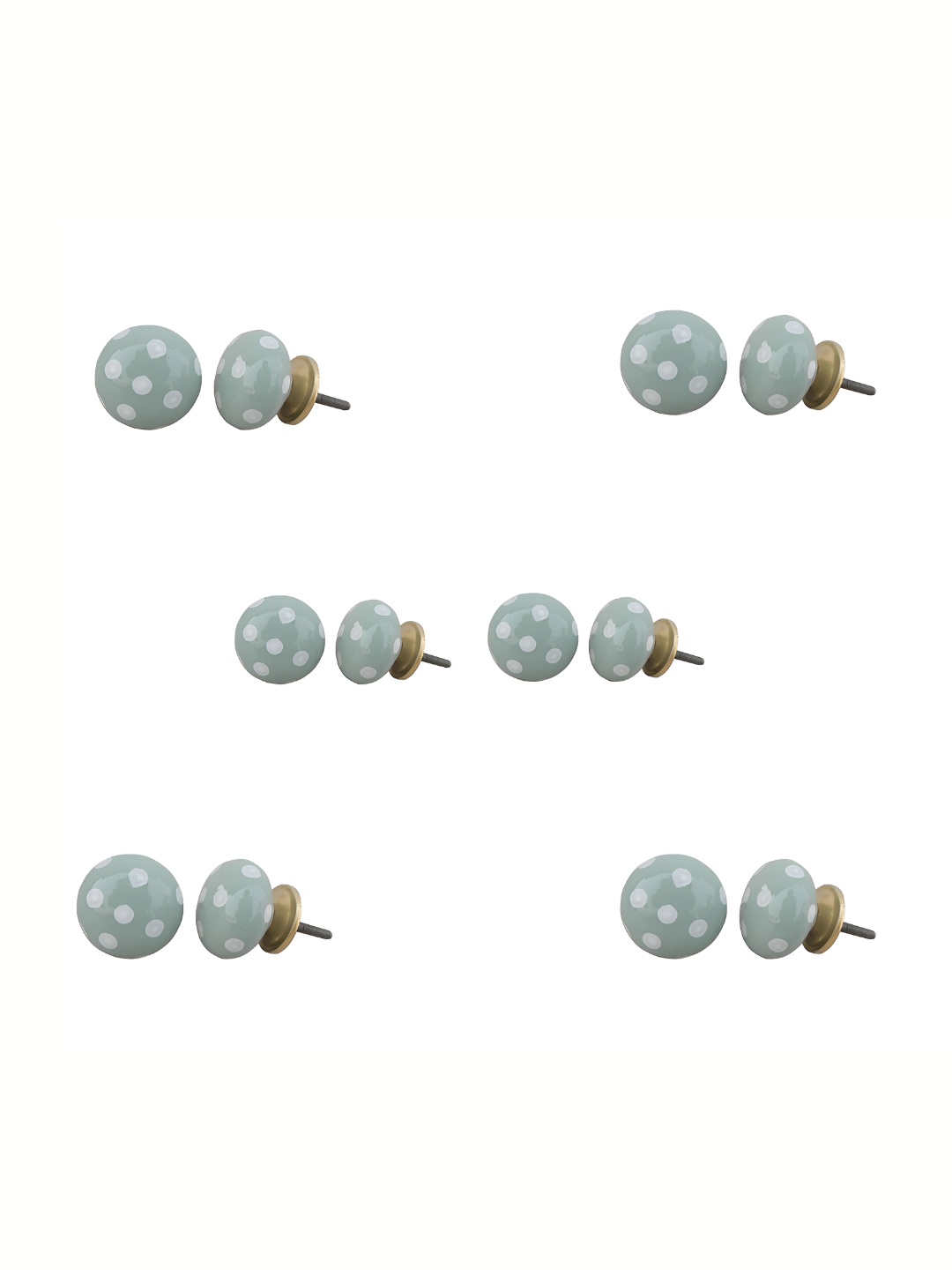 

Indianshelf 6-Pcs Green & White Printed Ceramic Knobs