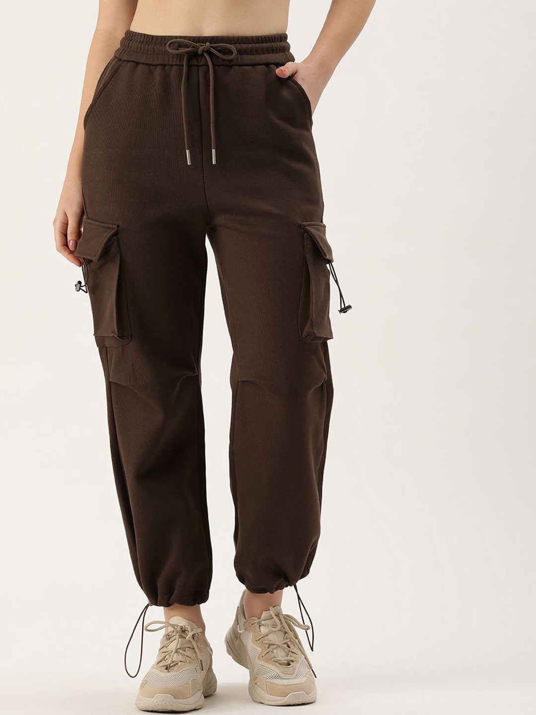 

SHECZZAR Women Mid-Rise Joggers, Brown