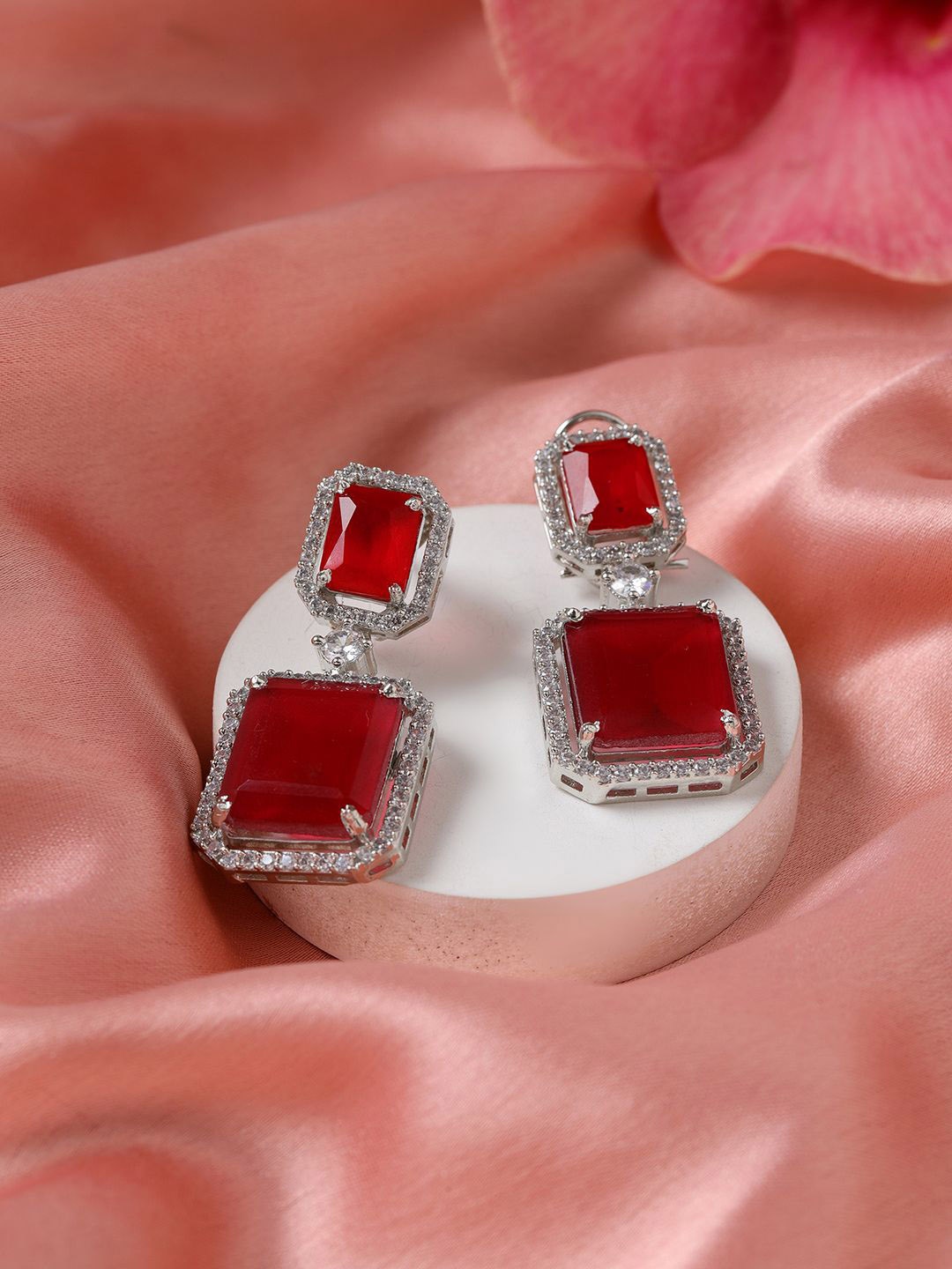 

RITU SINGH Contemporary Drop Earrings, Red