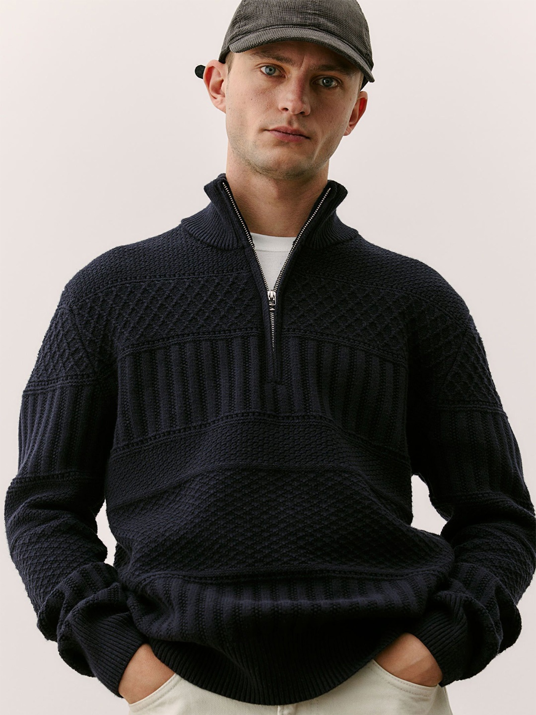 

H&M Pattern-knit Jumper, Blue