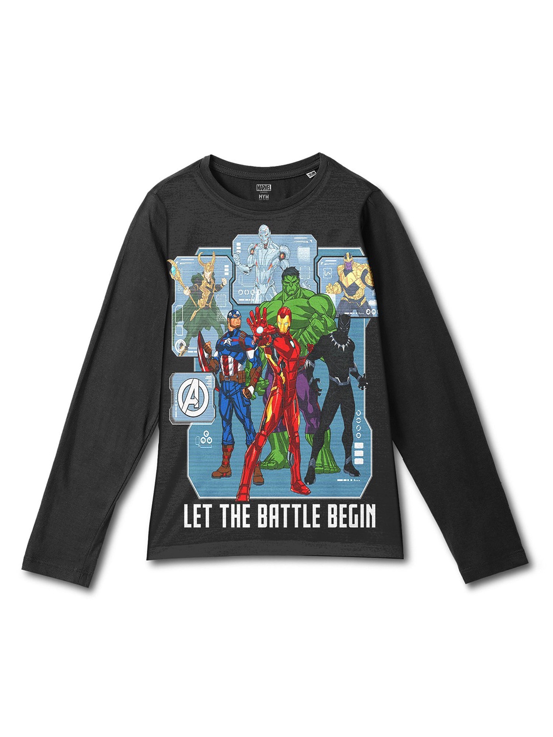 

Wear Your Mind Boys Avengers Printed Raw Edge T-shirt, Black