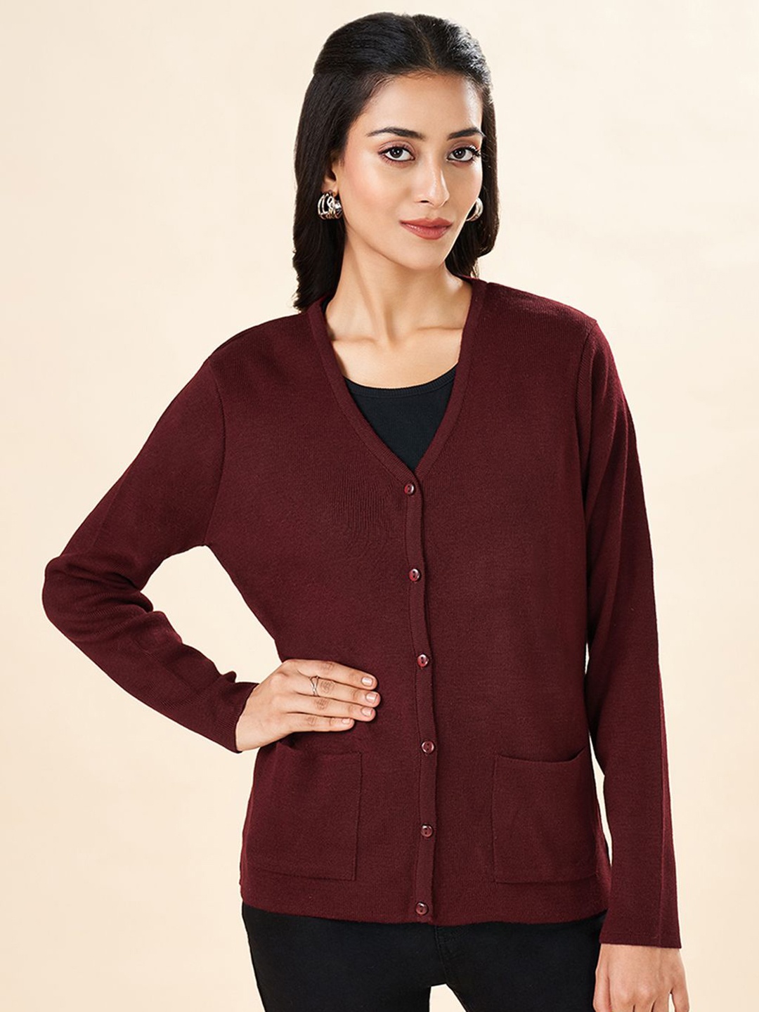 

RANGMANCH BY PANTALOONS Women Cardigan, Maroon