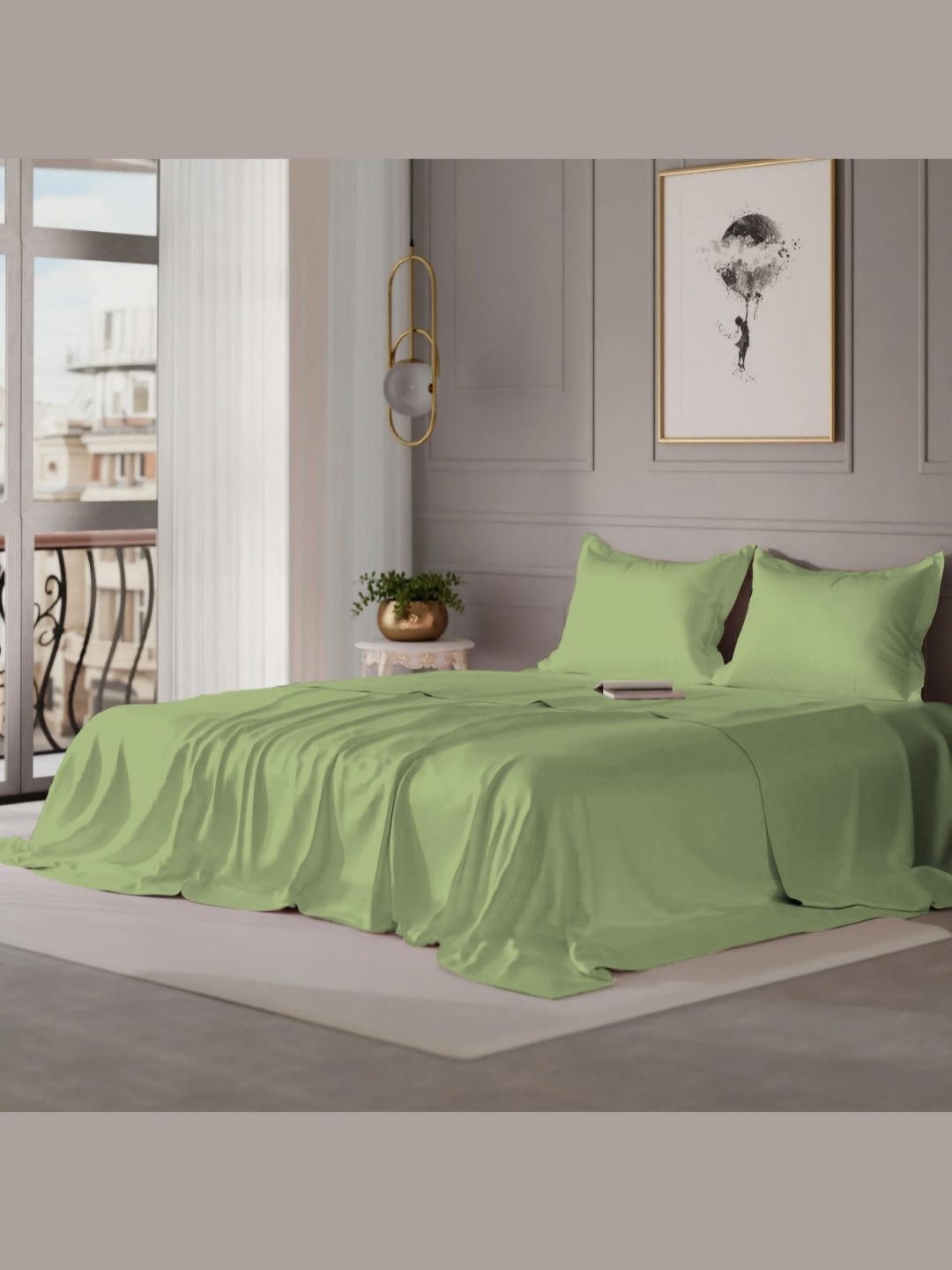 

VINTANA Aqua Green 300 TC King Size Bedsheet with 2 Pillow Covers