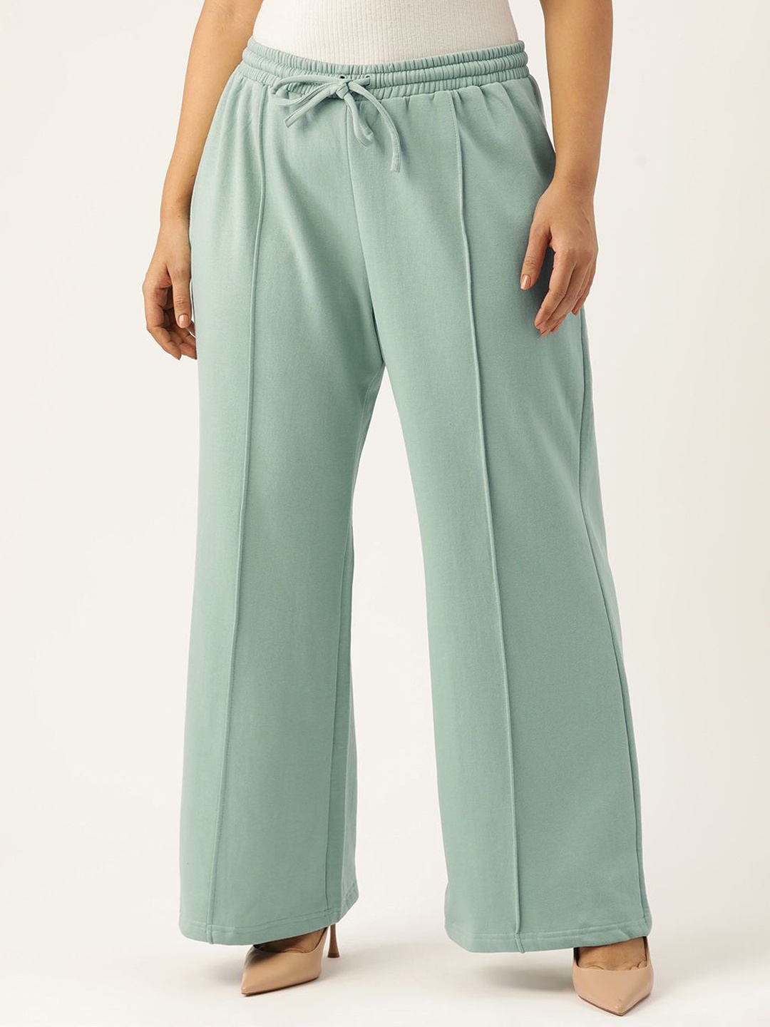 

theRebelinme Women Relaxed Straight Fit High-Rise Pleated Trousers, Green