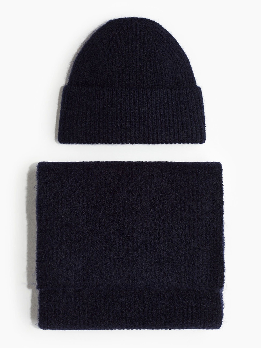 

H&M 2-Piece Knitted Scarf & Beanie Set, Blue