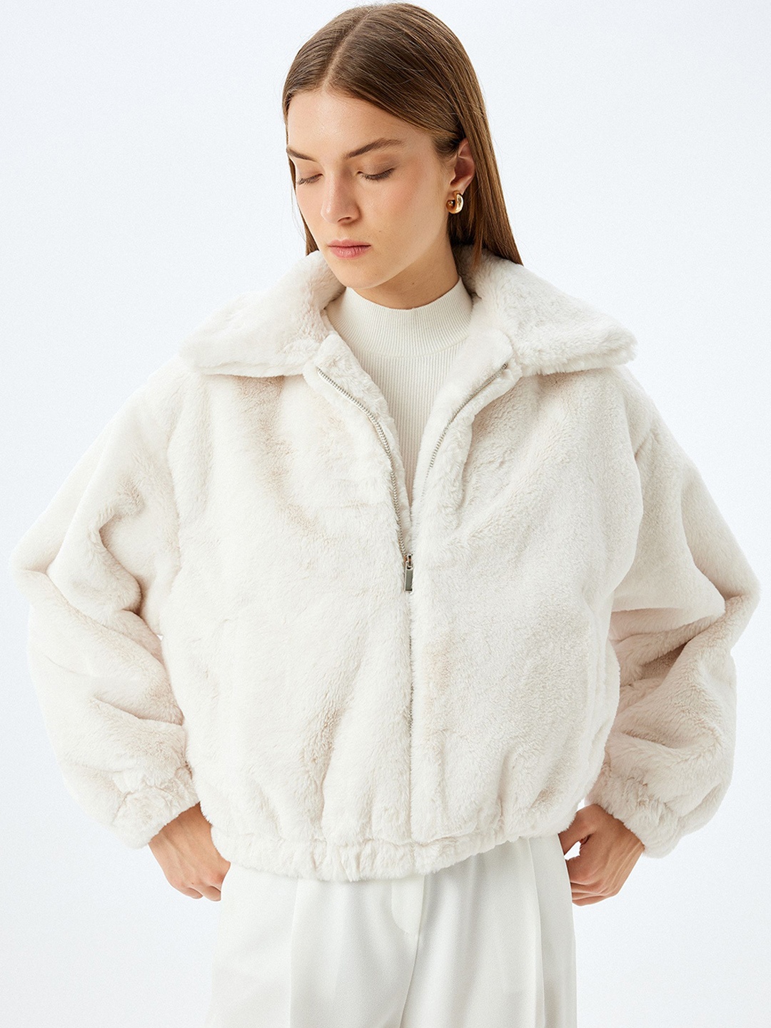 

Koton Zipper Overcoats, Off white