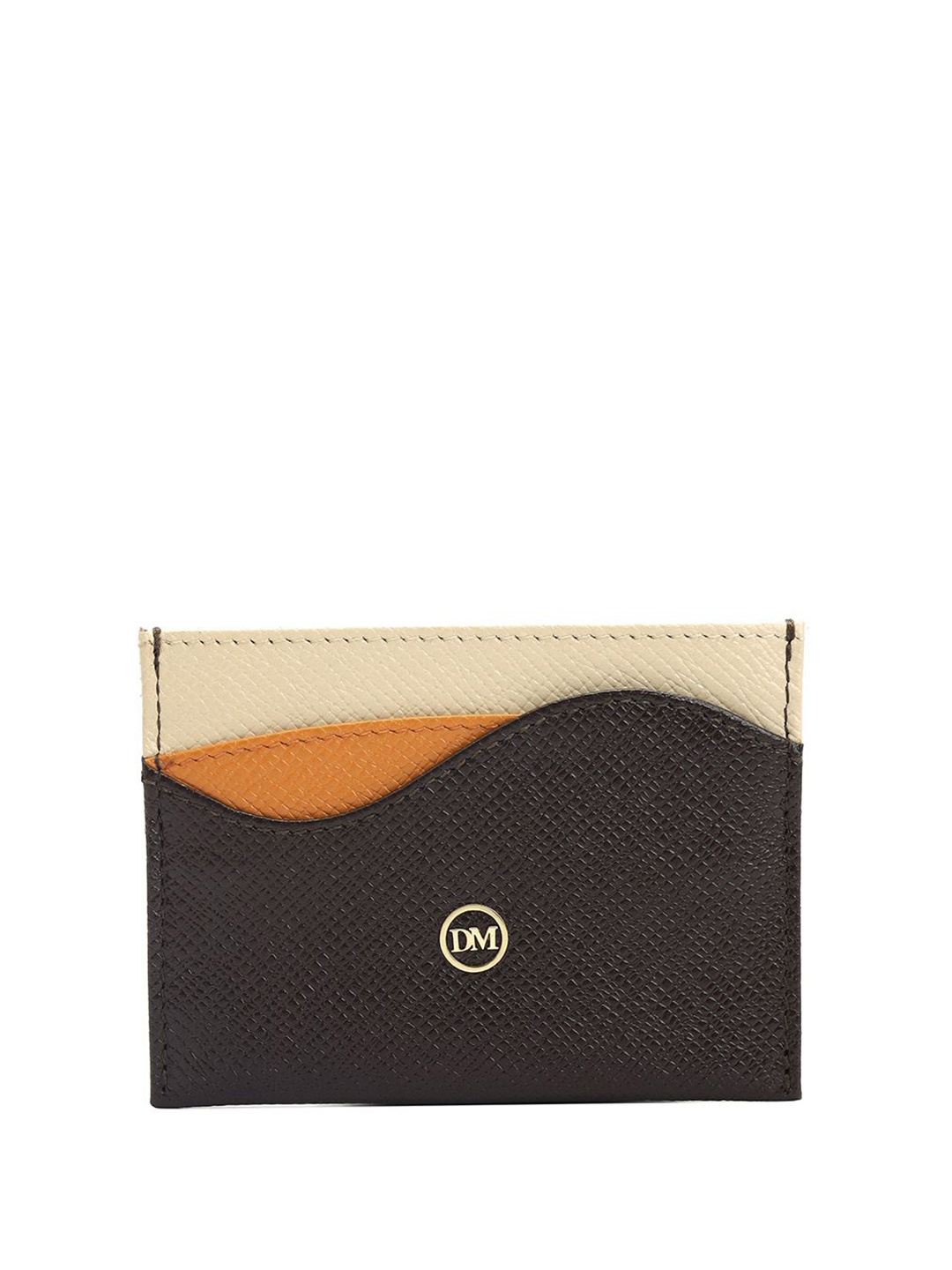 

Da Milano Unisex Colourblocked Leather Card Holder, Brown