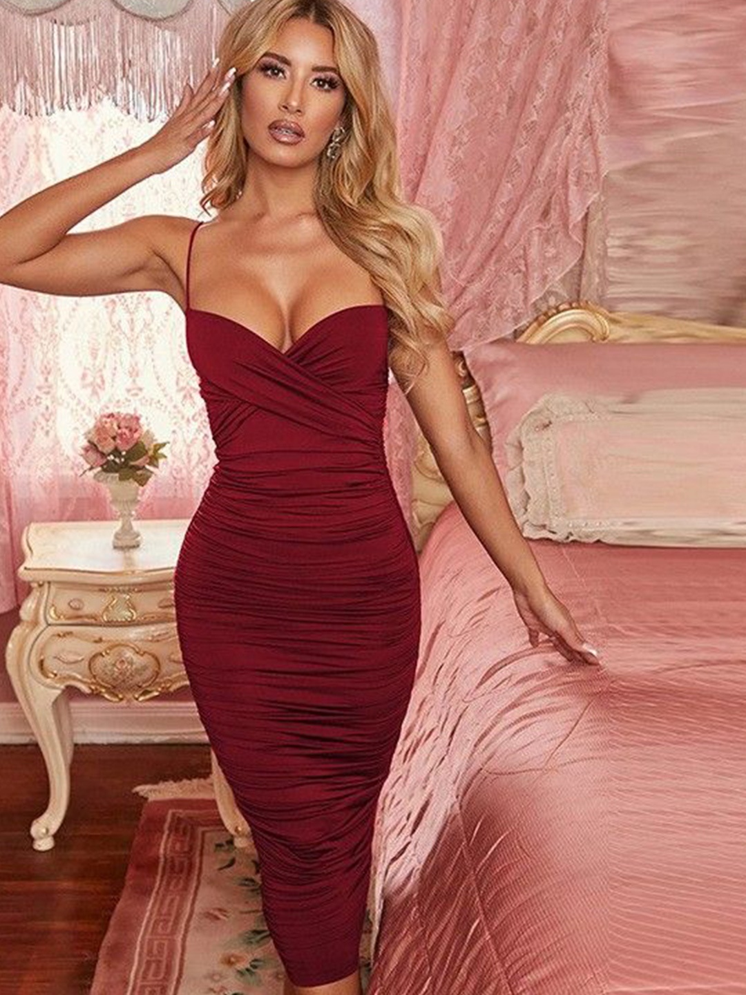 

StyleCast Bodycon Midi Dress, Maroon