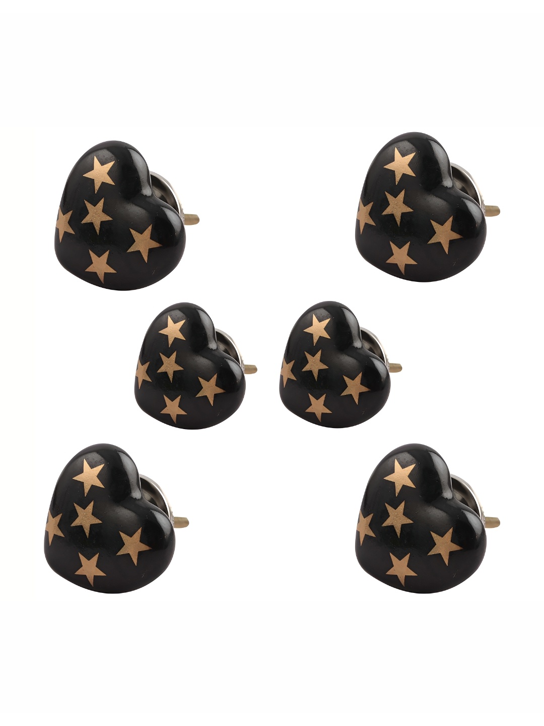 

Indianshelf 6-Pcs Black & Yellow Star Printed Ceramic Knobs