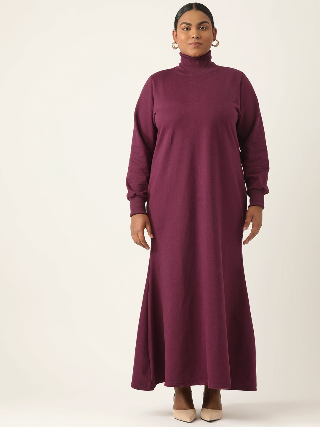 

theRebelinme Bishop Sleeve A-Line Maxi Dress, Burgundy