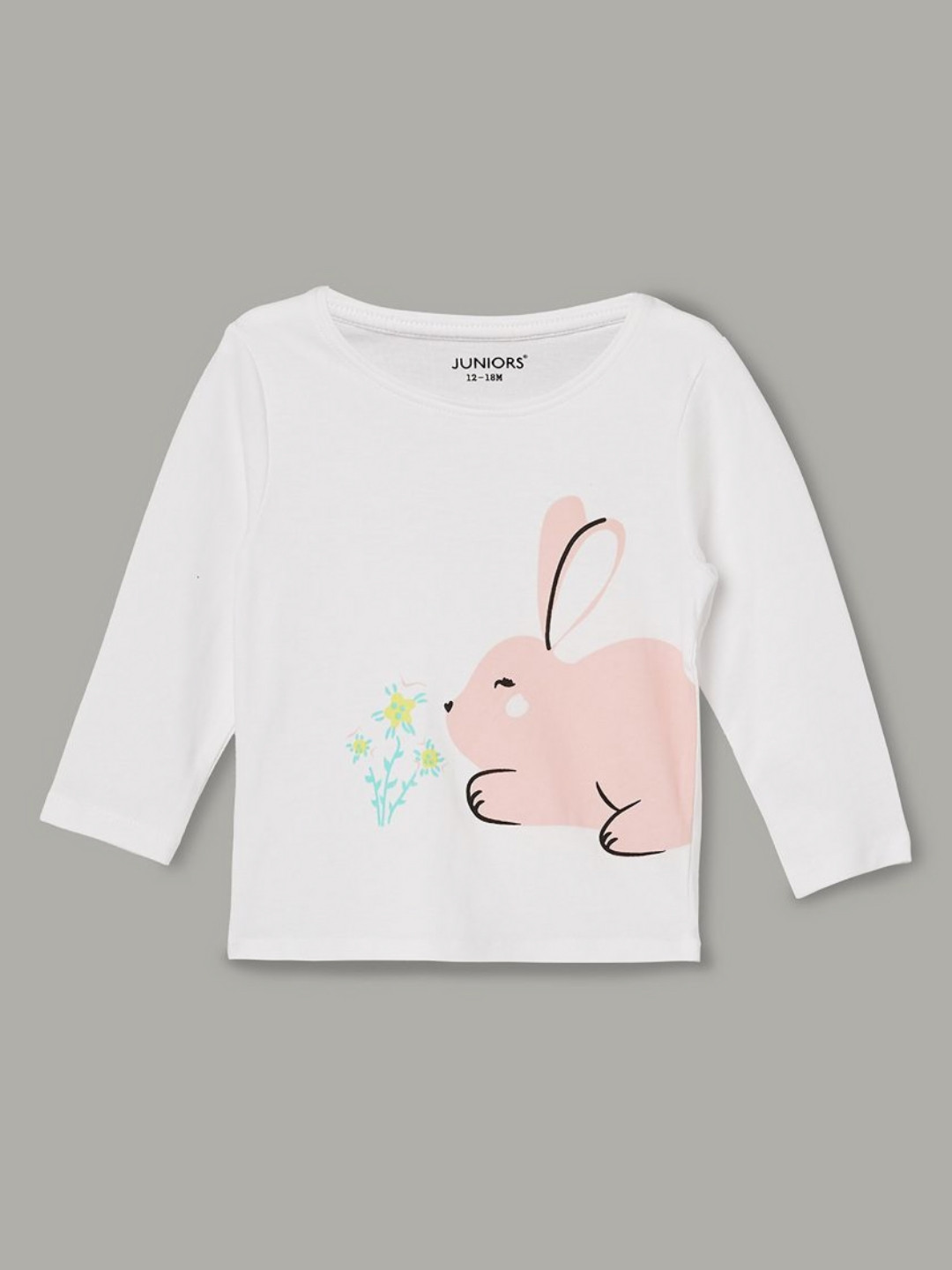 

Juniors by Lifestyle Girls Printed Drop-Shoulder Sleeves Raw Edge T-shirt, White
