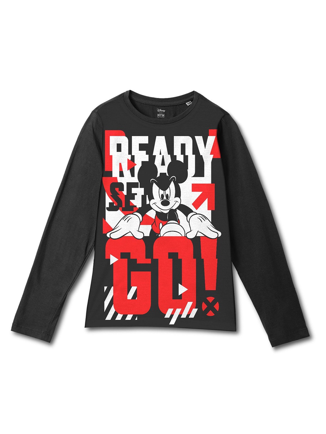

Wear Your Mind Boys Mickey Mouse Printed Applique T-shirt, Black