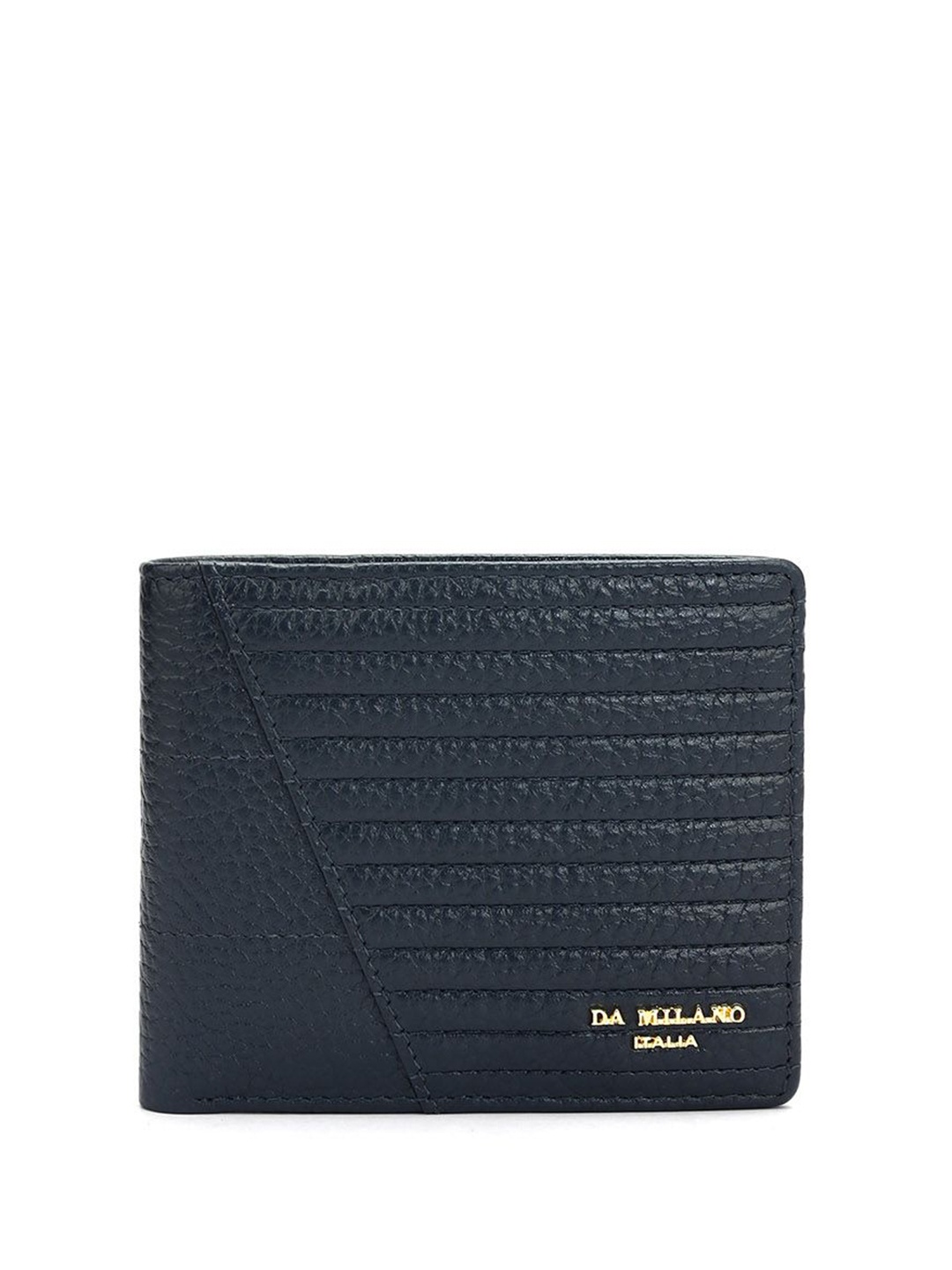 

Da Milano Men Textured Leather Two Fold Wallet, Blue