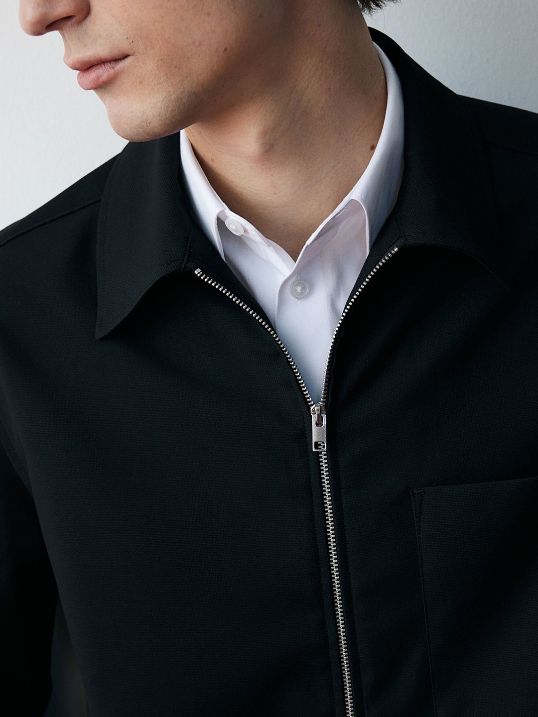 

H&M Long Sleeve Twill Overshirt, Black
