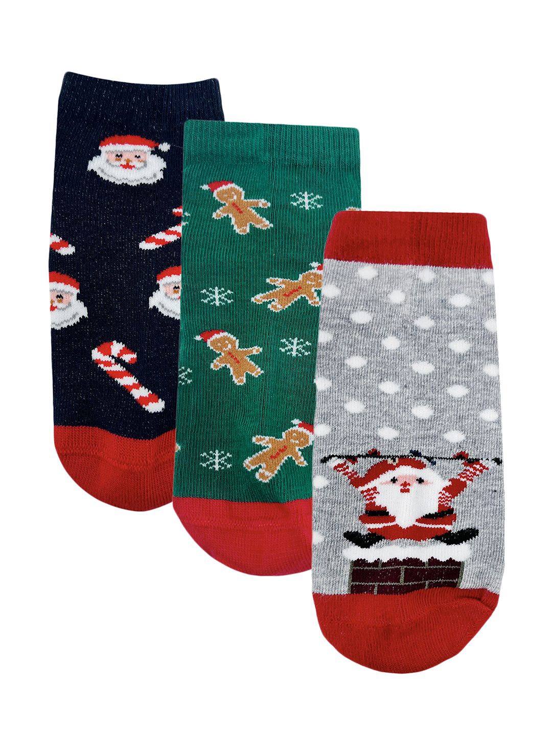 

Mint & Oak Kids Pack Of 3 Printed Ankle-Length Socks, Blue