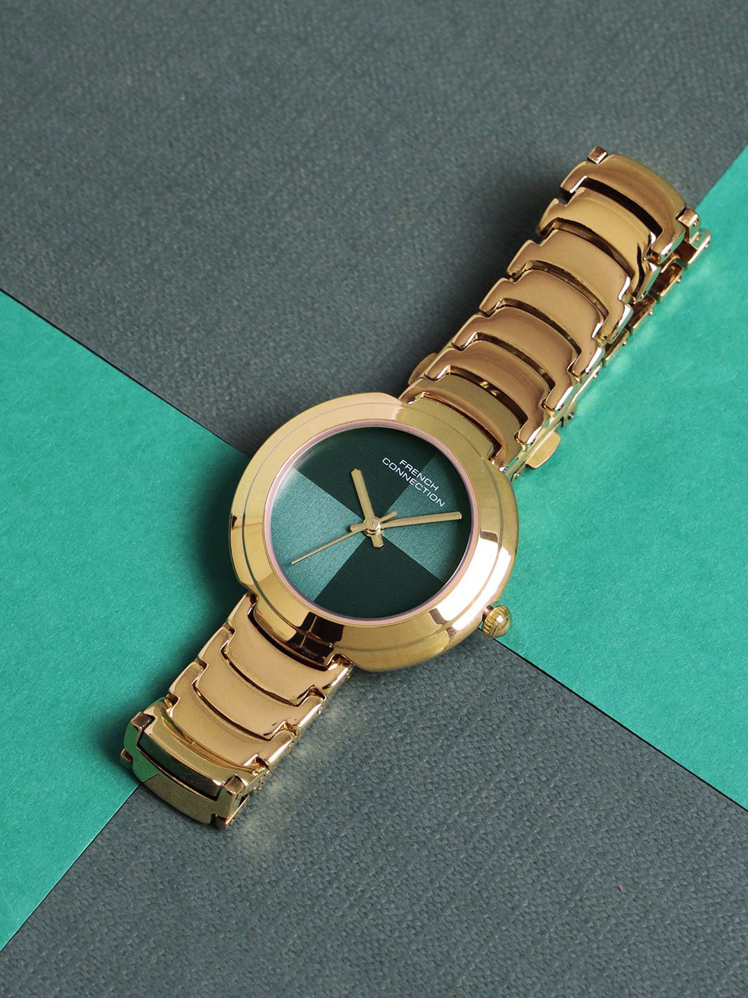 

French Connection Women Embellished Dial & Bracelet Style Straps Analogue Watch FCN0109GM, Green
